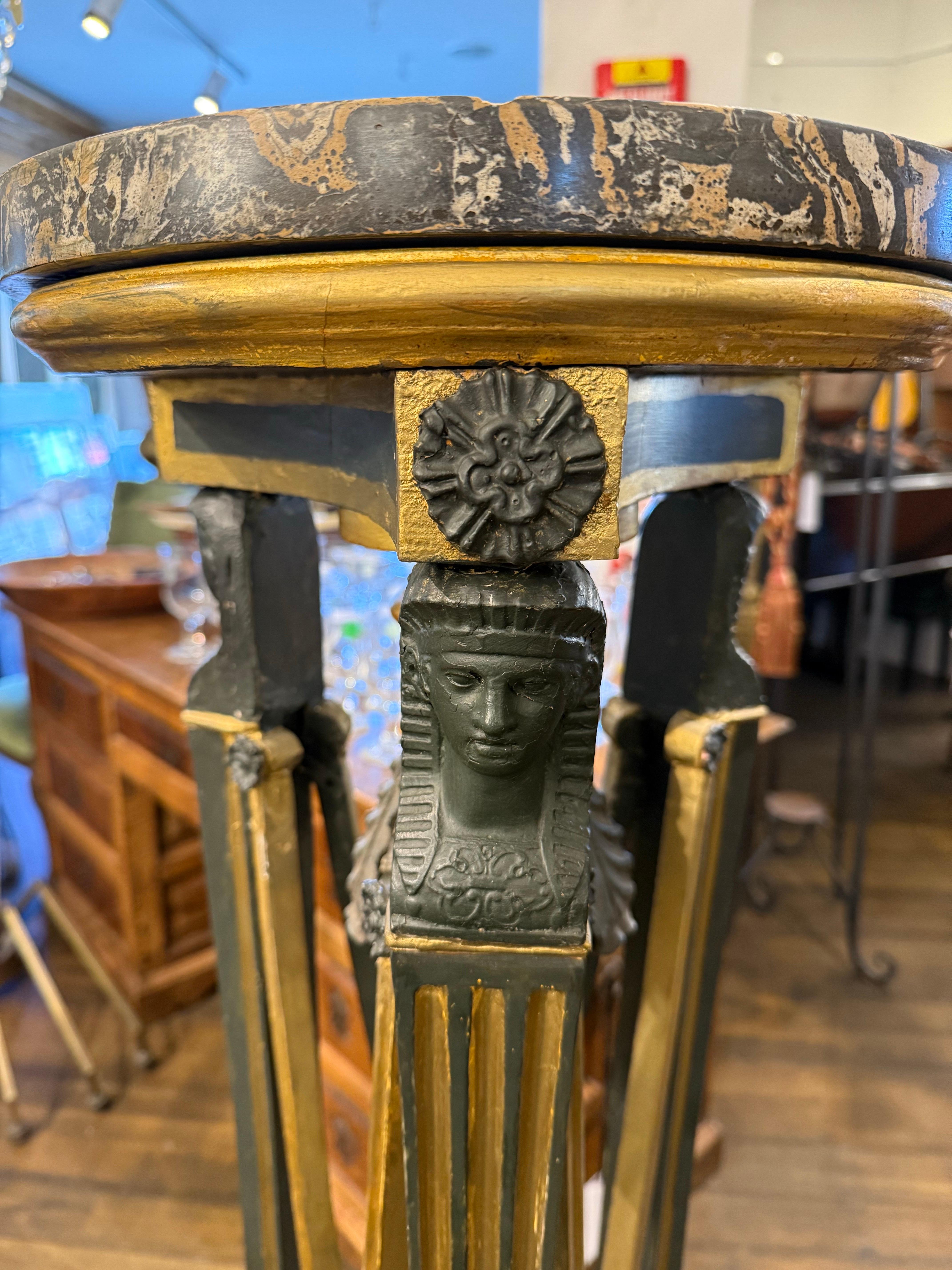 A Pair of French Empire Polychrome Gilt-Wood Torchères, 19th Century For Sale 4