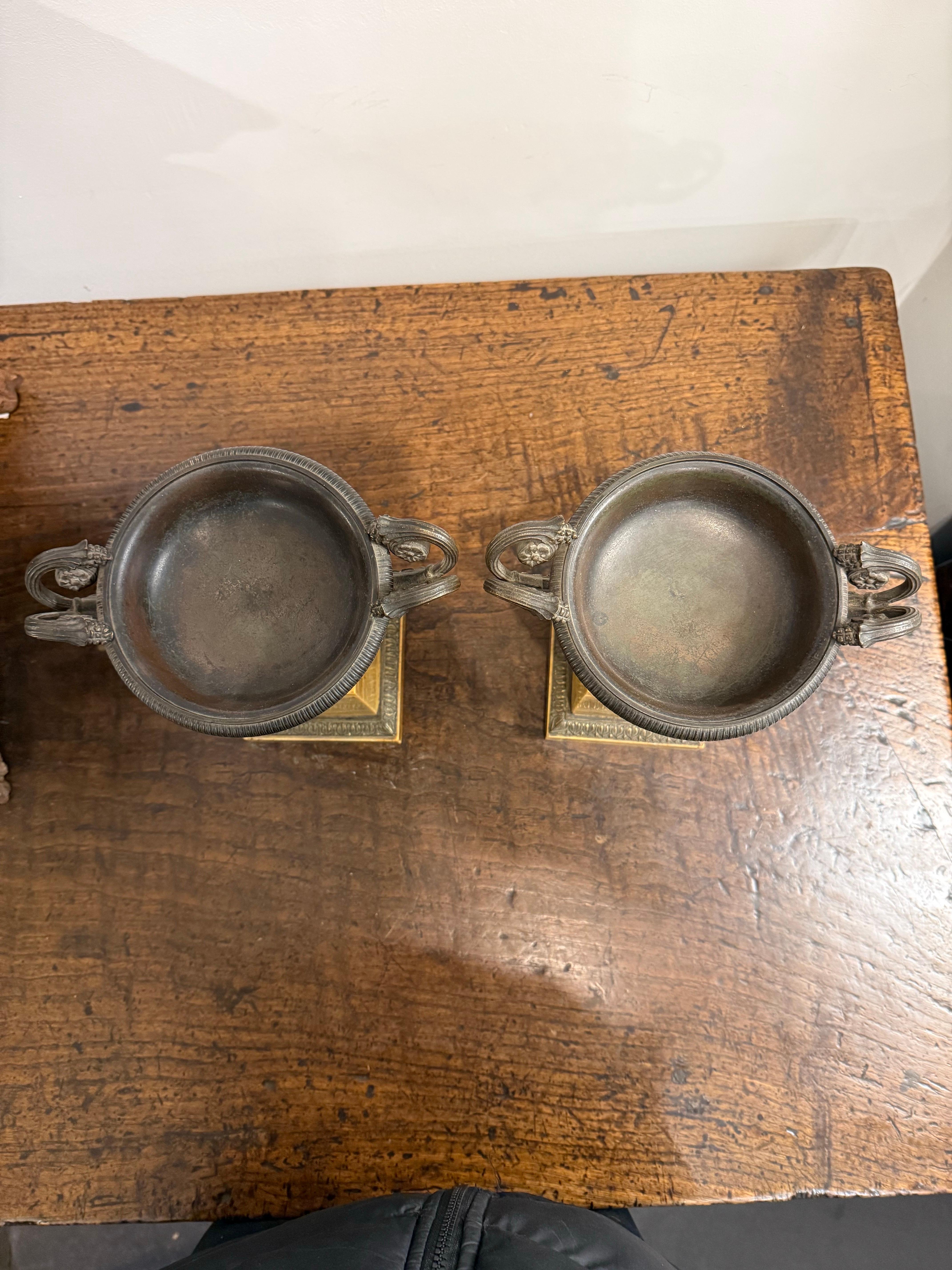 Paar französische Tazze aus Bronze und Siena-Marmor im Empire-Stil, 19. Jahrhundert im Zustand „Gut“ im Angebot in ARMADALE, VIC
