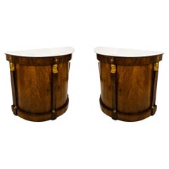 A Pair of French Empire-Style Demilune Cabinets