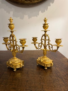 A Pair of French Empire Style Gilt Bronze Candelabras, Late 19th Century