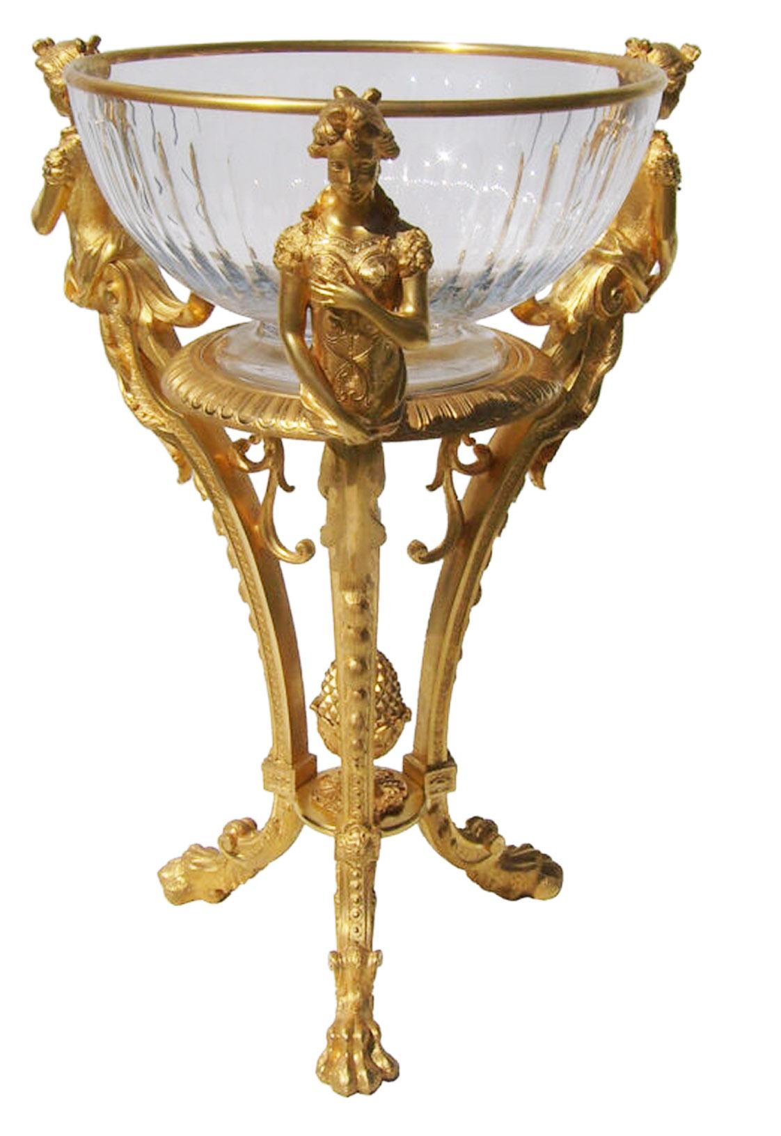 Pair of French Neoclassical Style Ormolu & Crystal Jardinieres For Sale 3