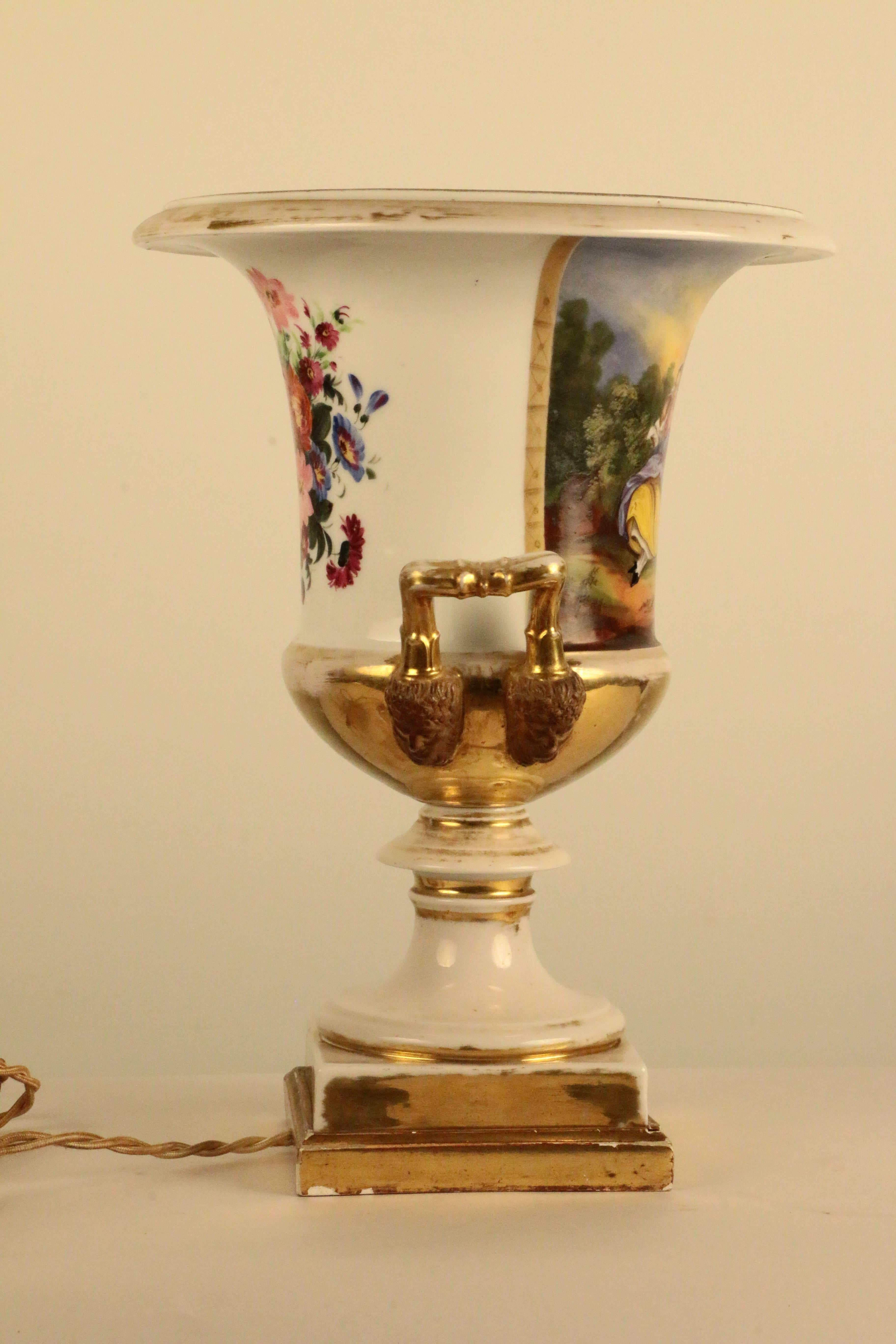 19th Century Pair of French Empire Style Porcelain Urns For Sale