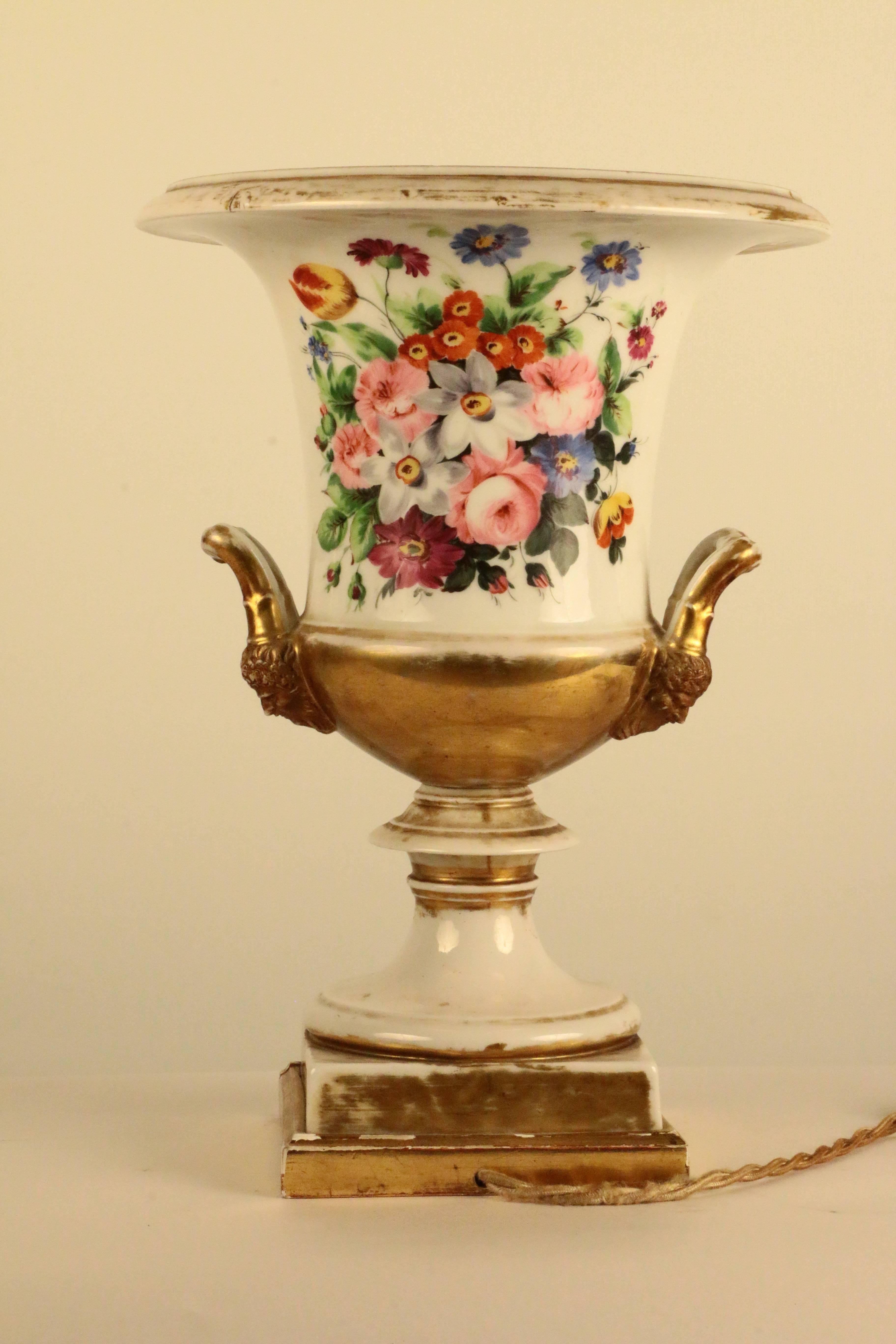 Pair of French Empire Style Porcelain Urns For Sale 2