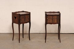 A Pair of French "Faux Book" Tambour Door Petite Side Chests, c. 1900