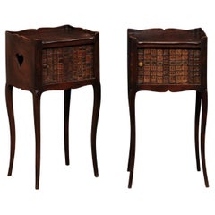 A Pair of French "Faux Book" Tambour Door Petite Side Chests, c. 1900