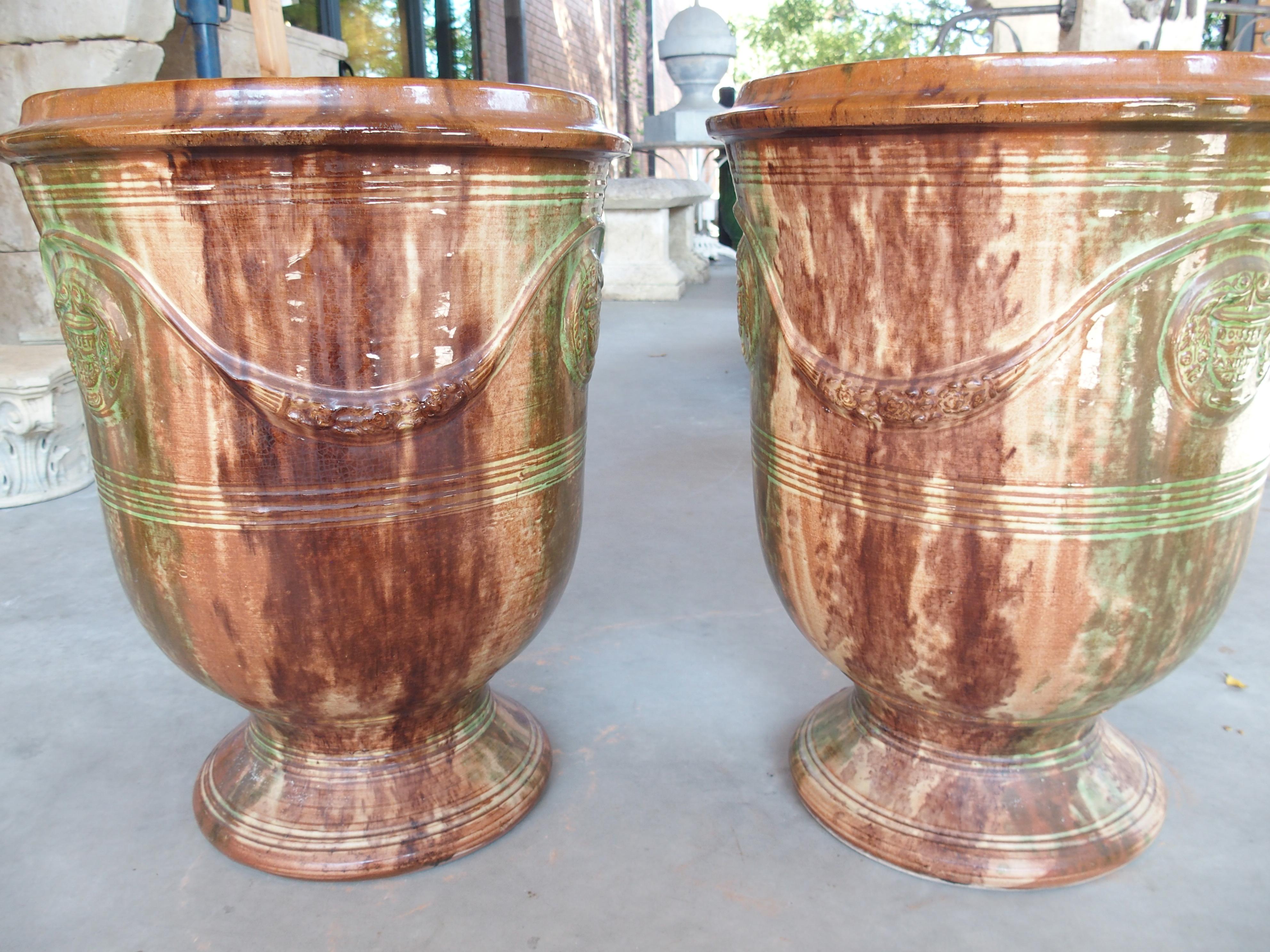 A Pair of French Flamme Glazed Anduze Pots by Boisset For Sale 6