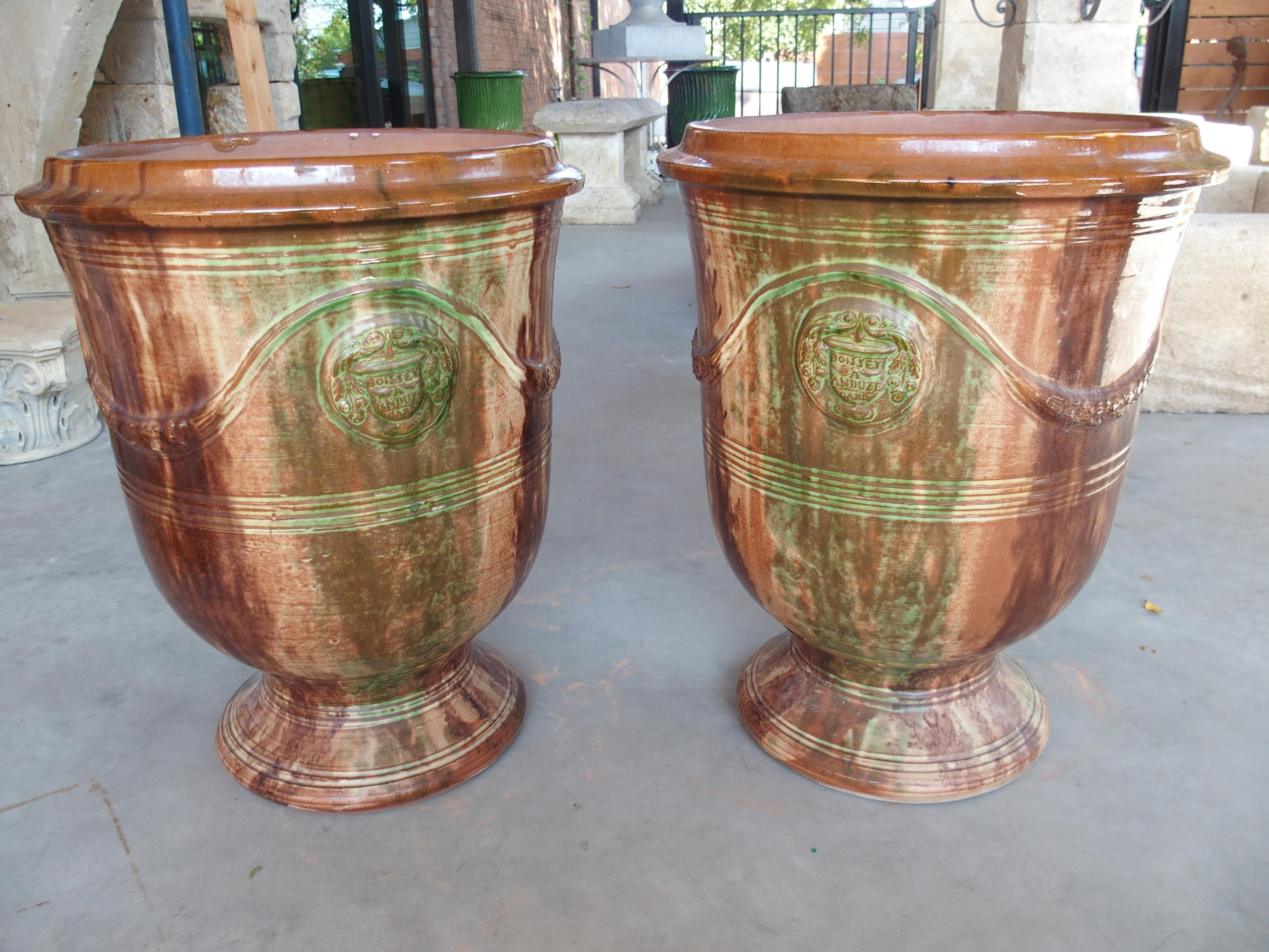 A Pair of French Flamme Glazed Anduze Pots by Boisset For Sale 7