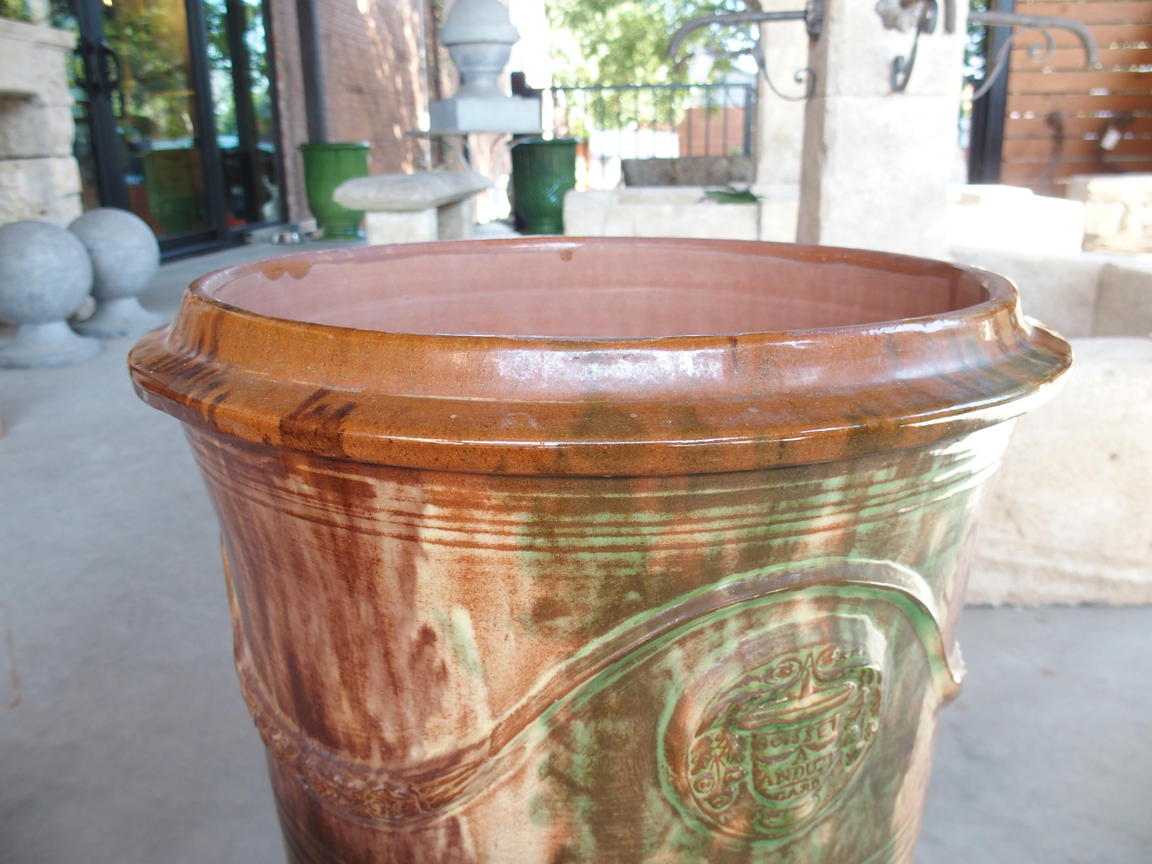 A Pair of French Flamme Glazed Anduze Pots by Boisset In Good Condition For Sale In Dallas, TX