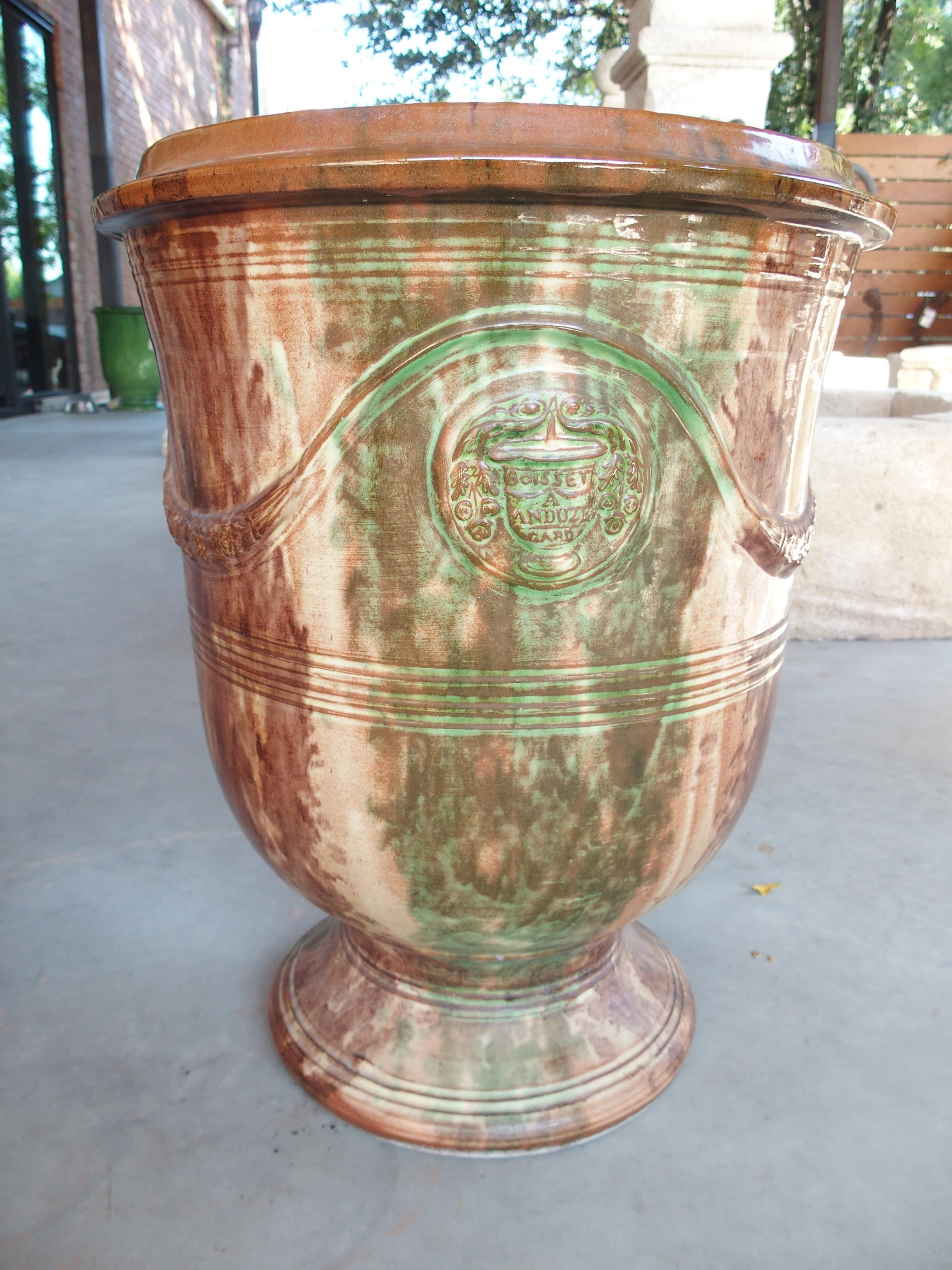 A Pair of French Flamme Glazed Anduze Pots by Boisset For Sale 1