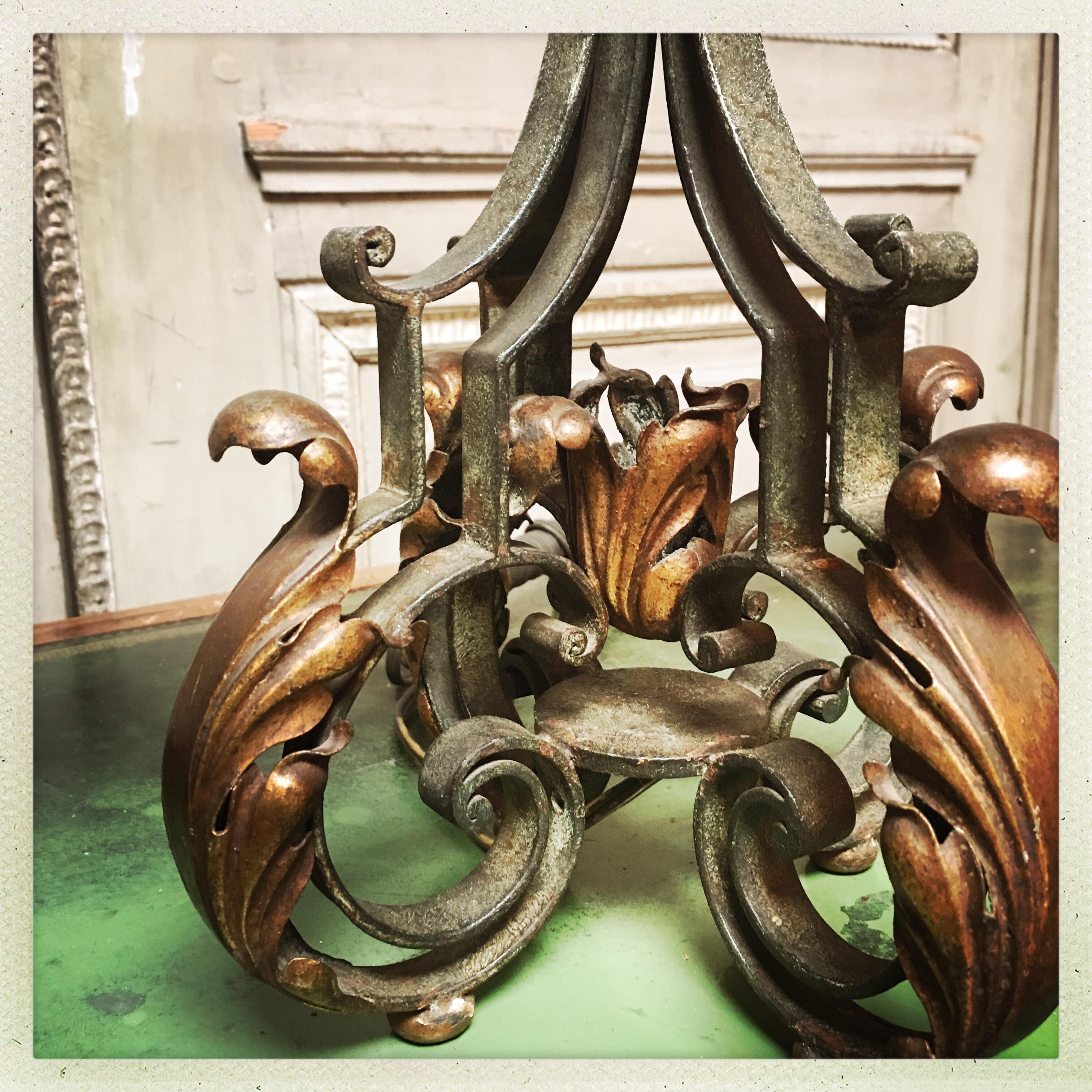 Pair of French Forged Iron Candelabra For Sale 3