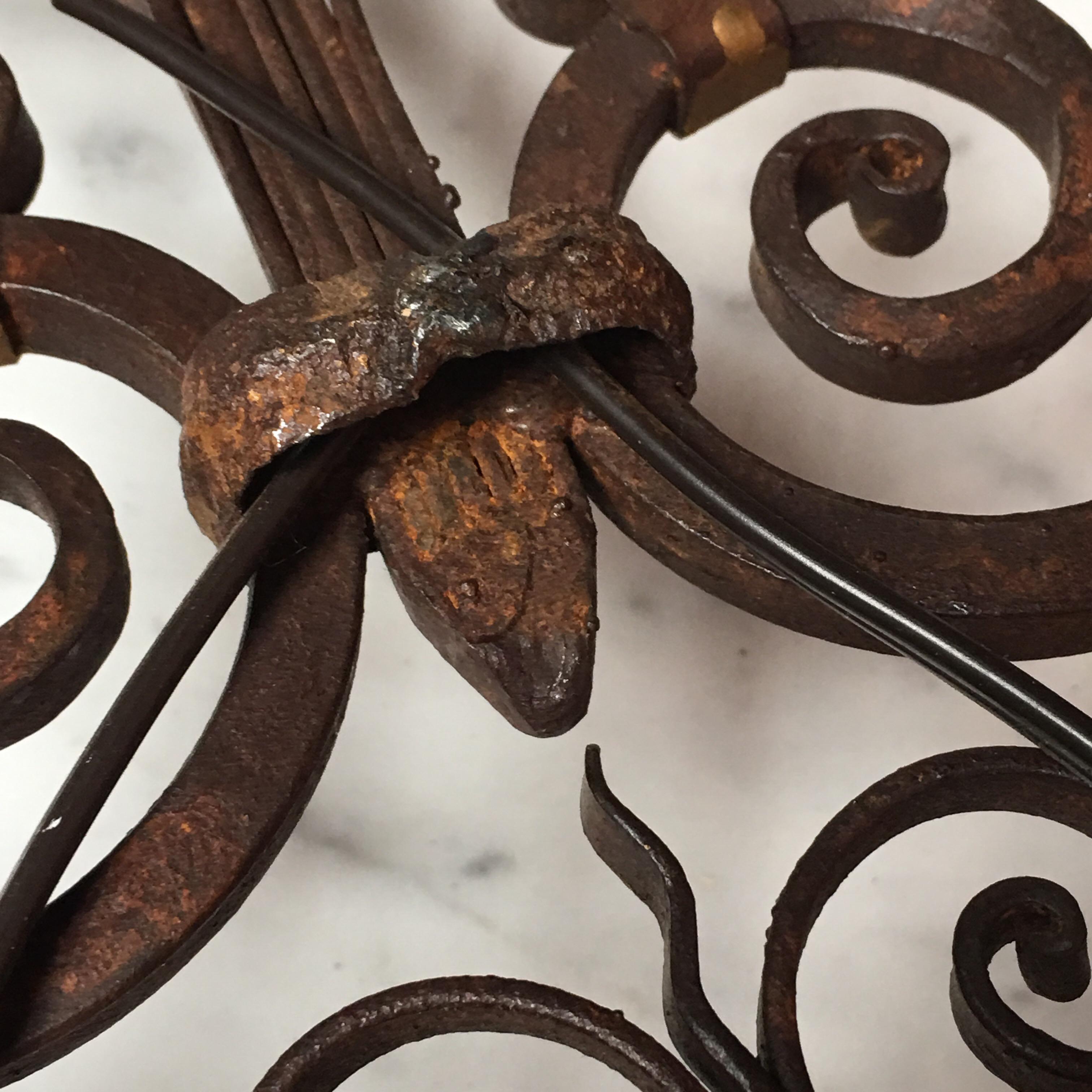Pair of French Forged Iron Wall Sconces For Sale 6