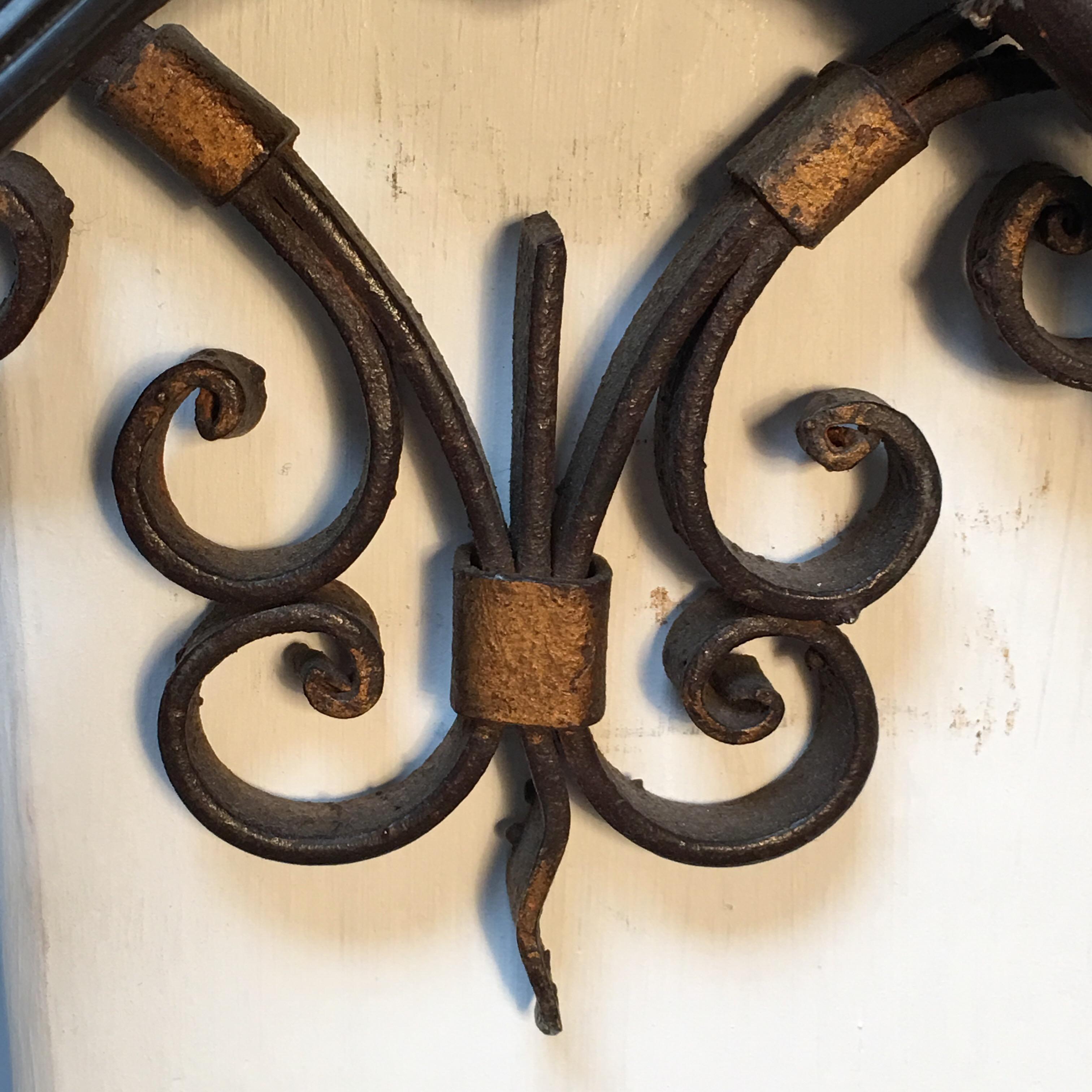 Pair of French Forged Iron Wall Sconces For Sale 4