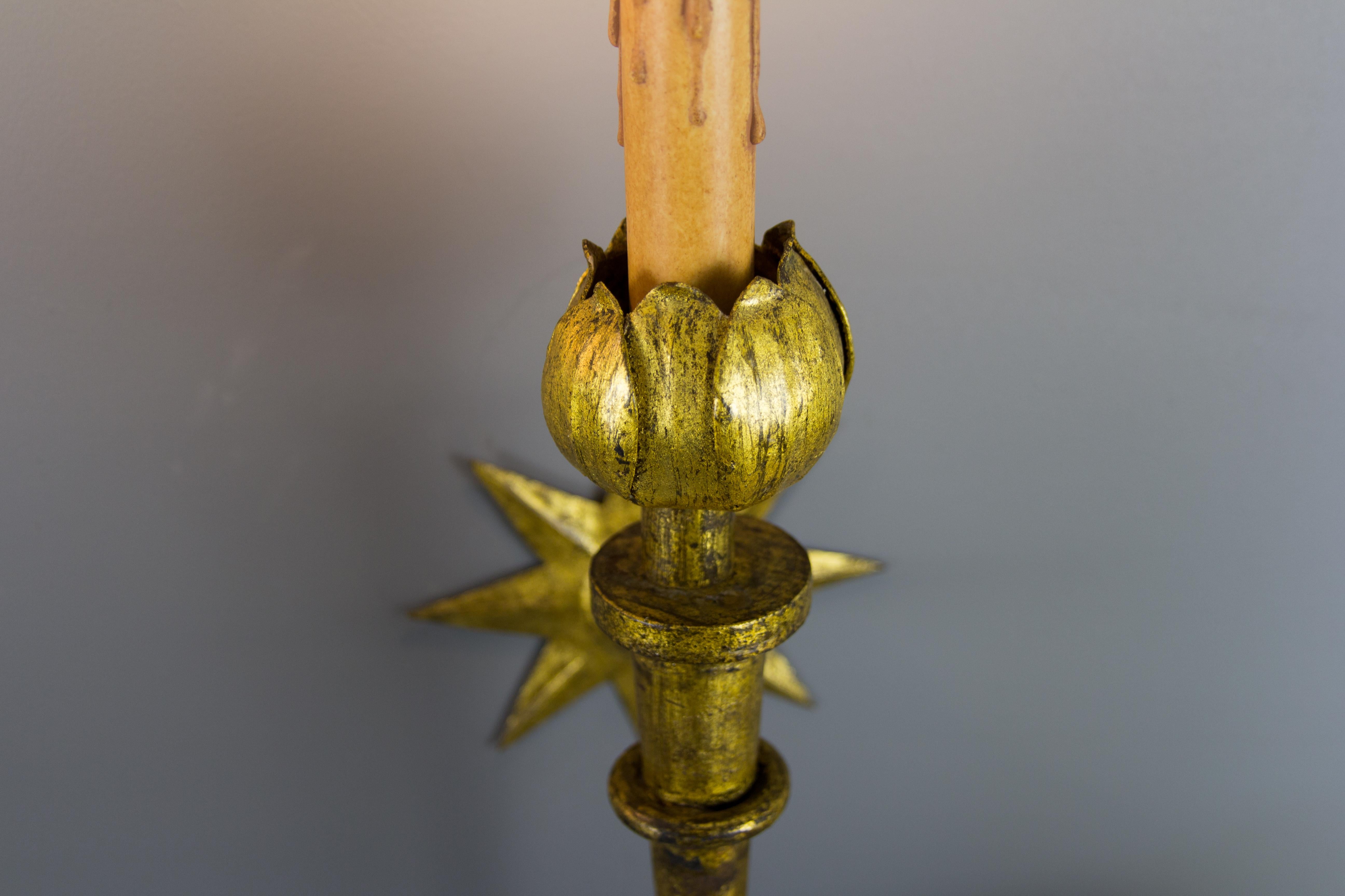 Pair of French Gilded Iron Sconces after Gilbert Poillerat 4