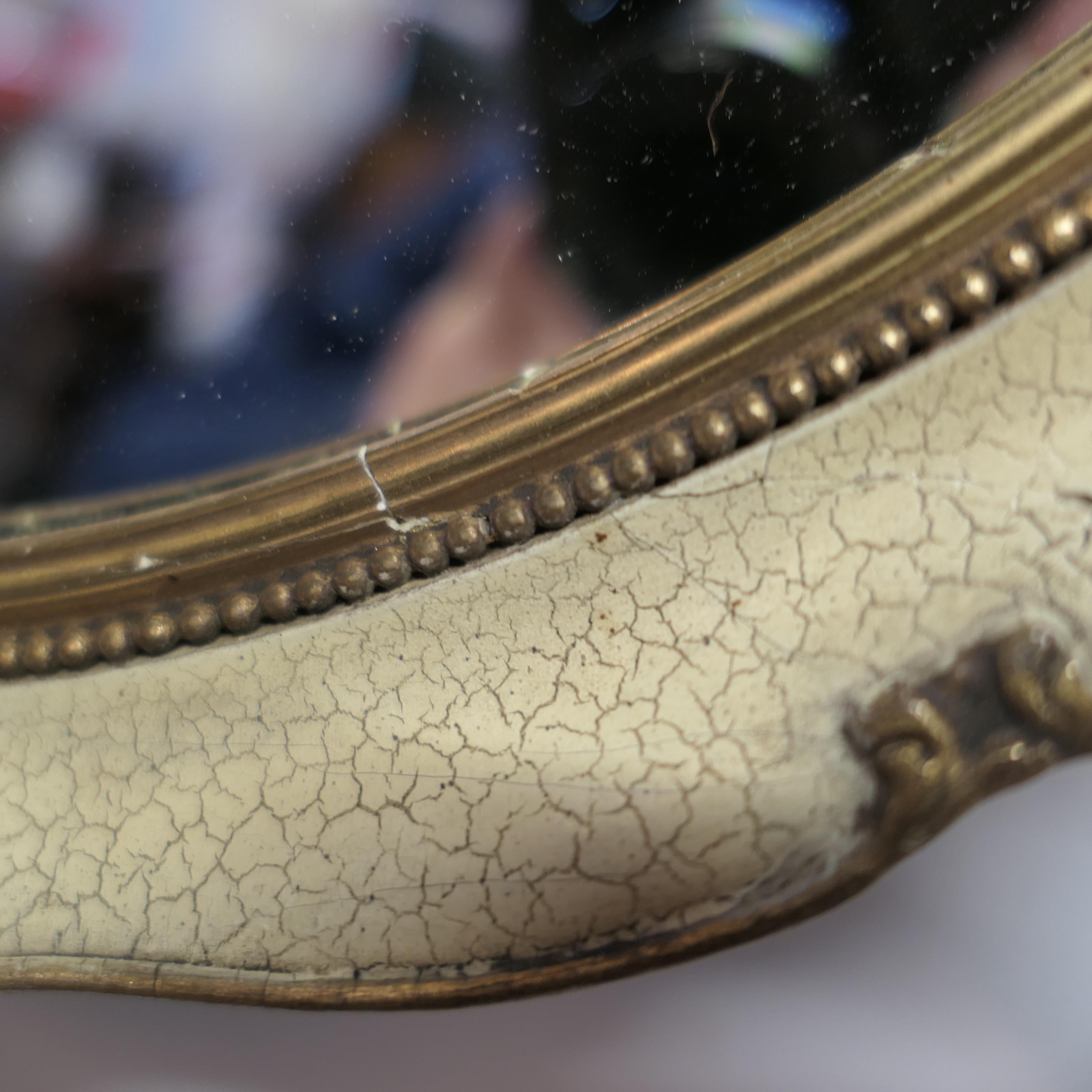 A Pair of French Gilt and Cream Crackle Finish Wall Mirrors 2