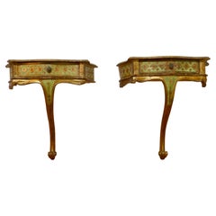 Pair of French Gilt and Painted Wall Console Tables
