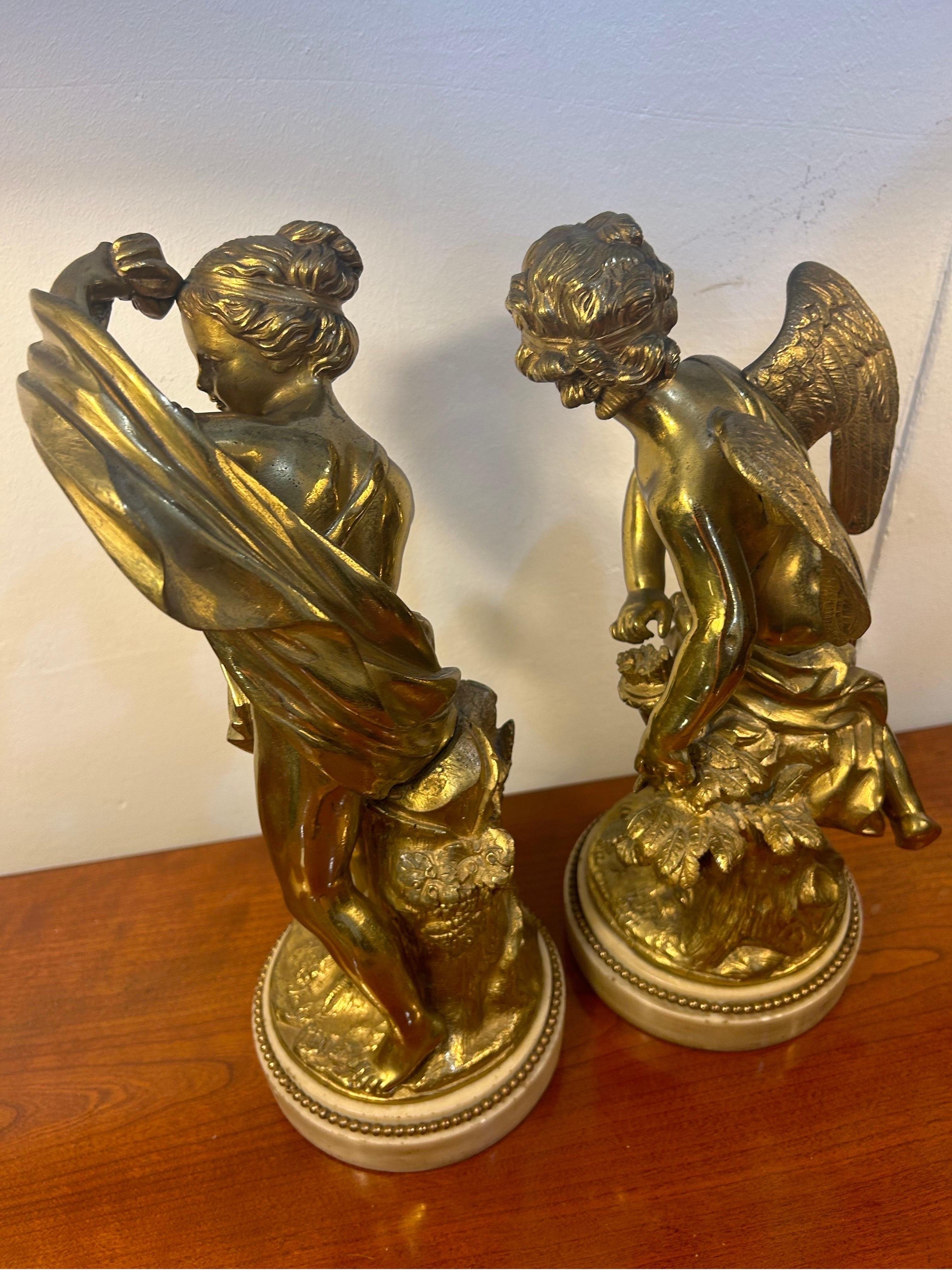 Paar französische vergoldete Bronzefiguren, signiert Etienne Maurice Falconett im Angebot 7