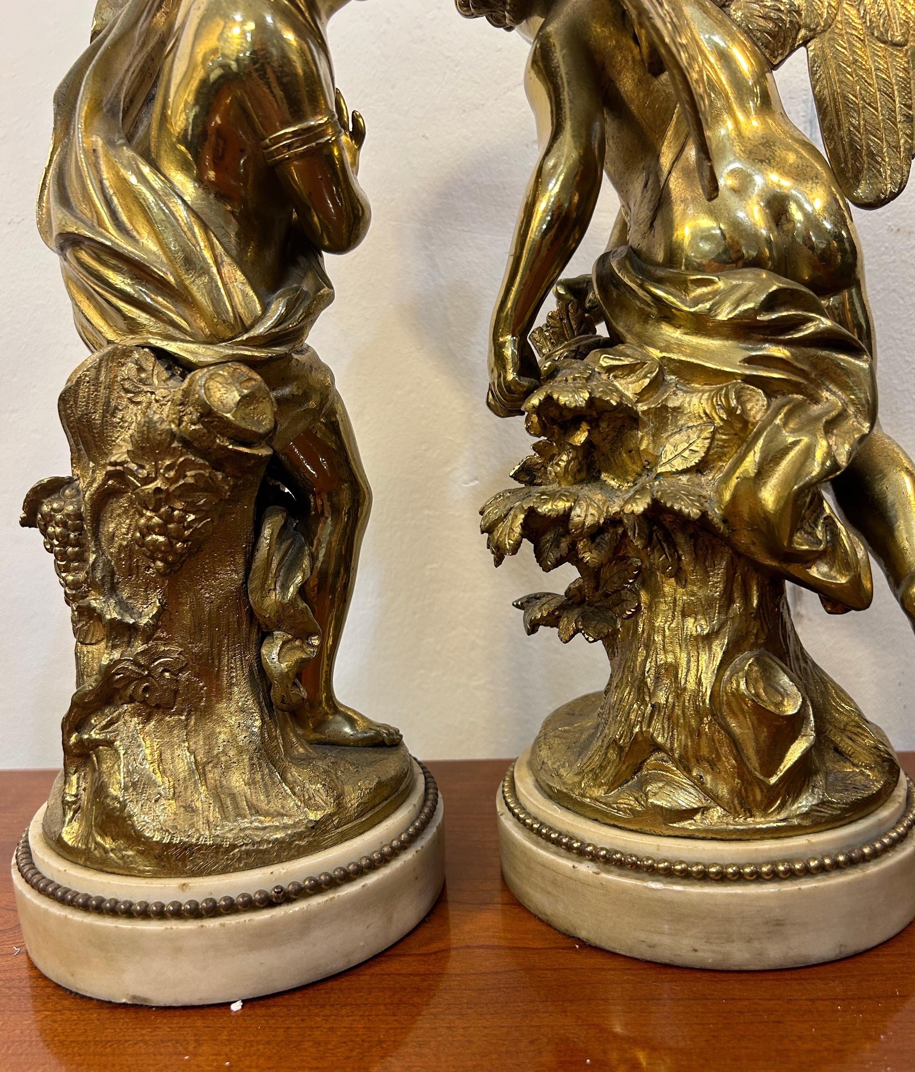 Paar französische vergoldete Bronzefiguren, signiert Etienne Maurice Falconett im Angebot 9