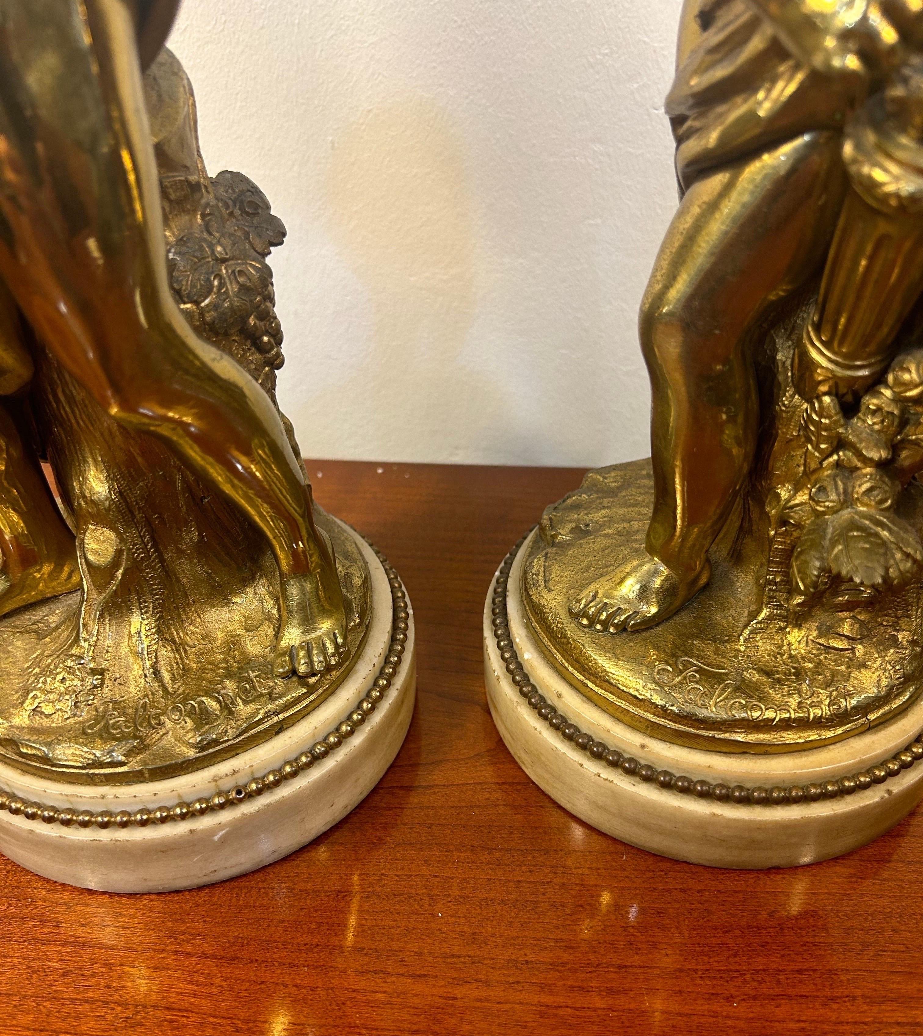 Paar französische vergoldete Bronzefiguren, signiert Etienne Maurice Falconett im Angebot 2