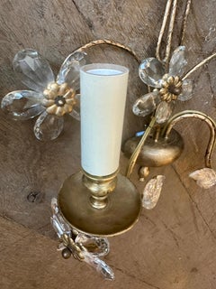A Pair Of French Gilt Metal and Cut Glass Wall Lights