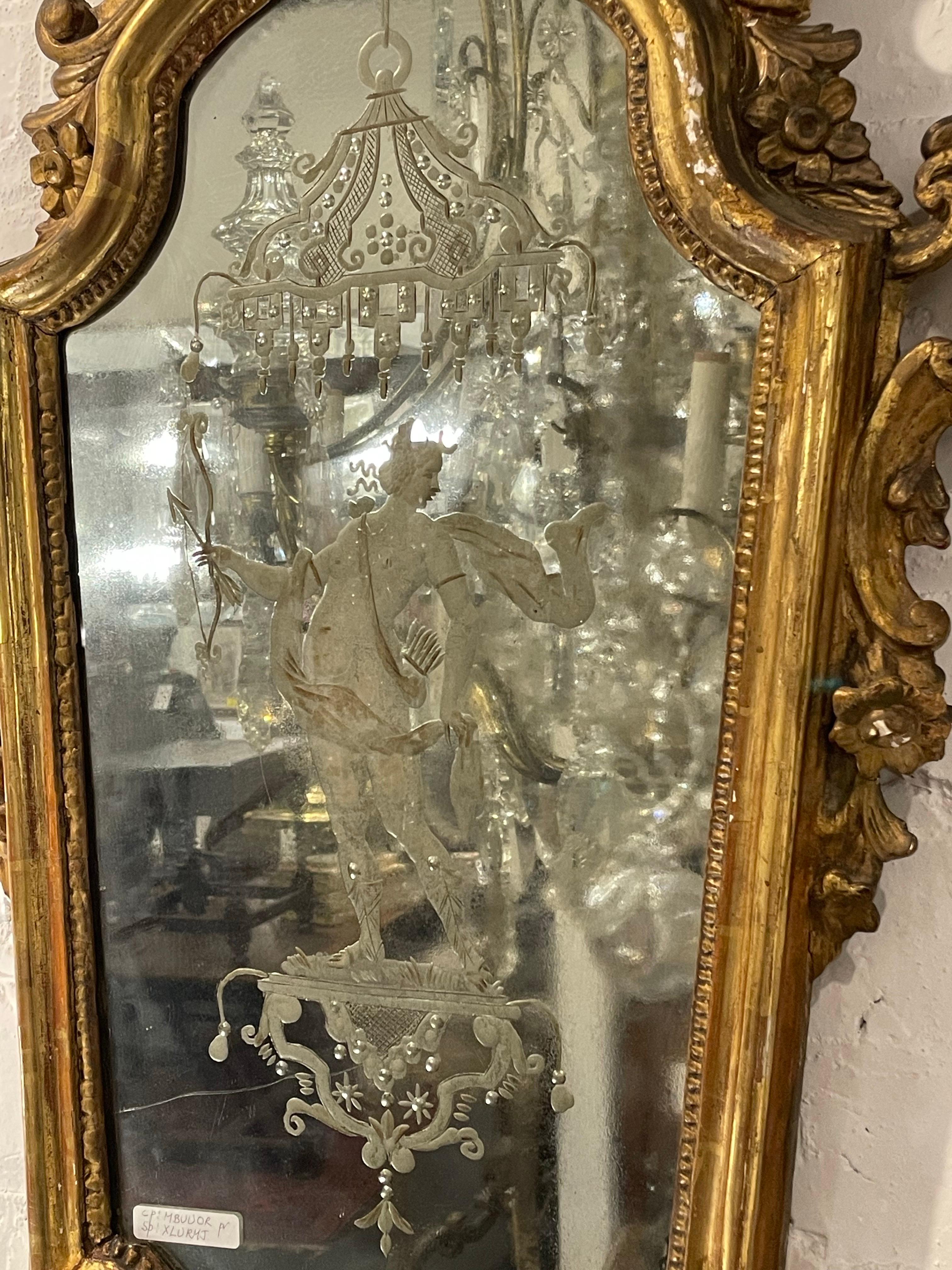 Coppia di specchi francesi in legno dorato, XIX secolo in vendita 5