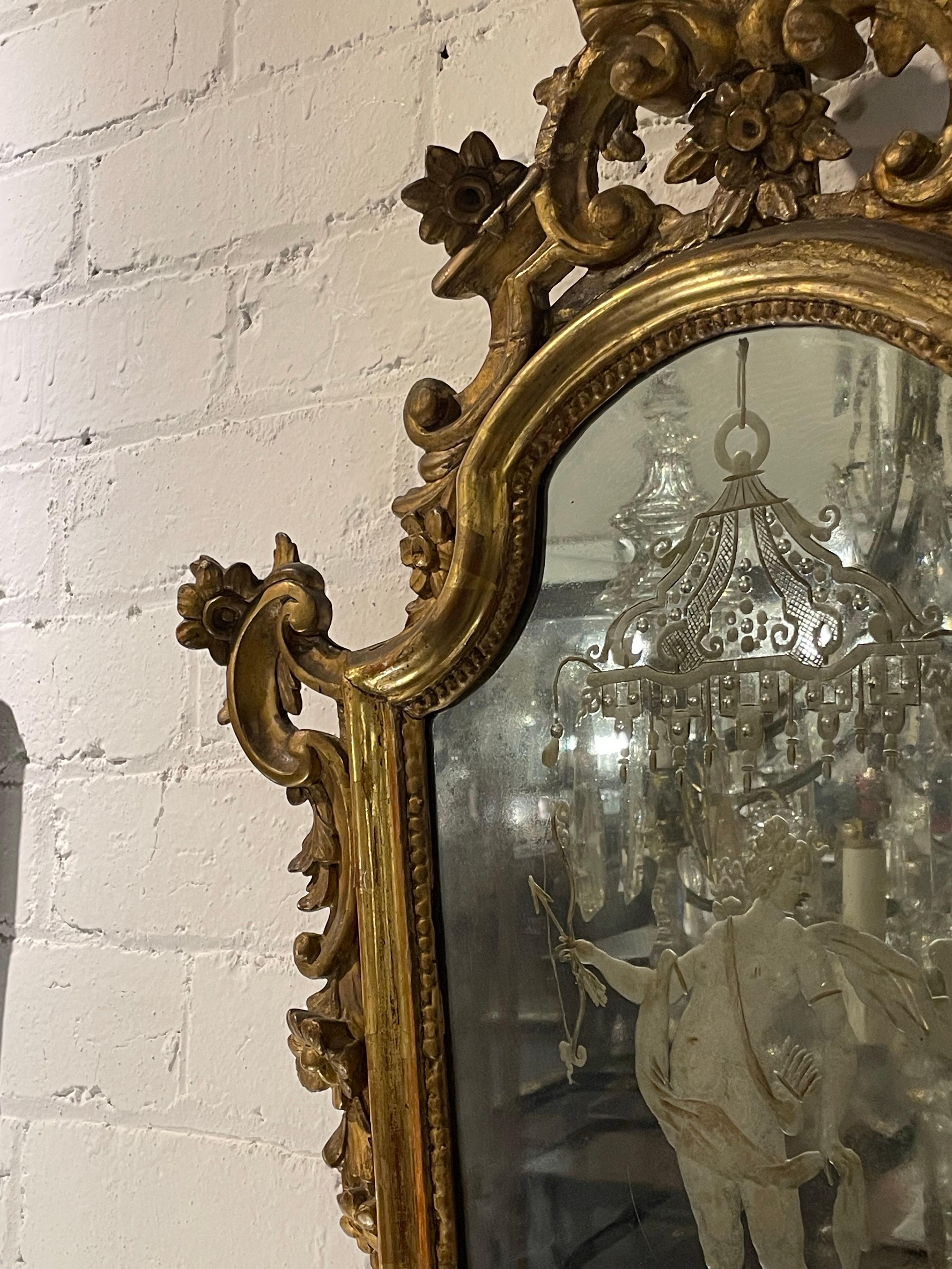 Coppia di specchi francesi in legno dorato, XIX secolo in vendita 2