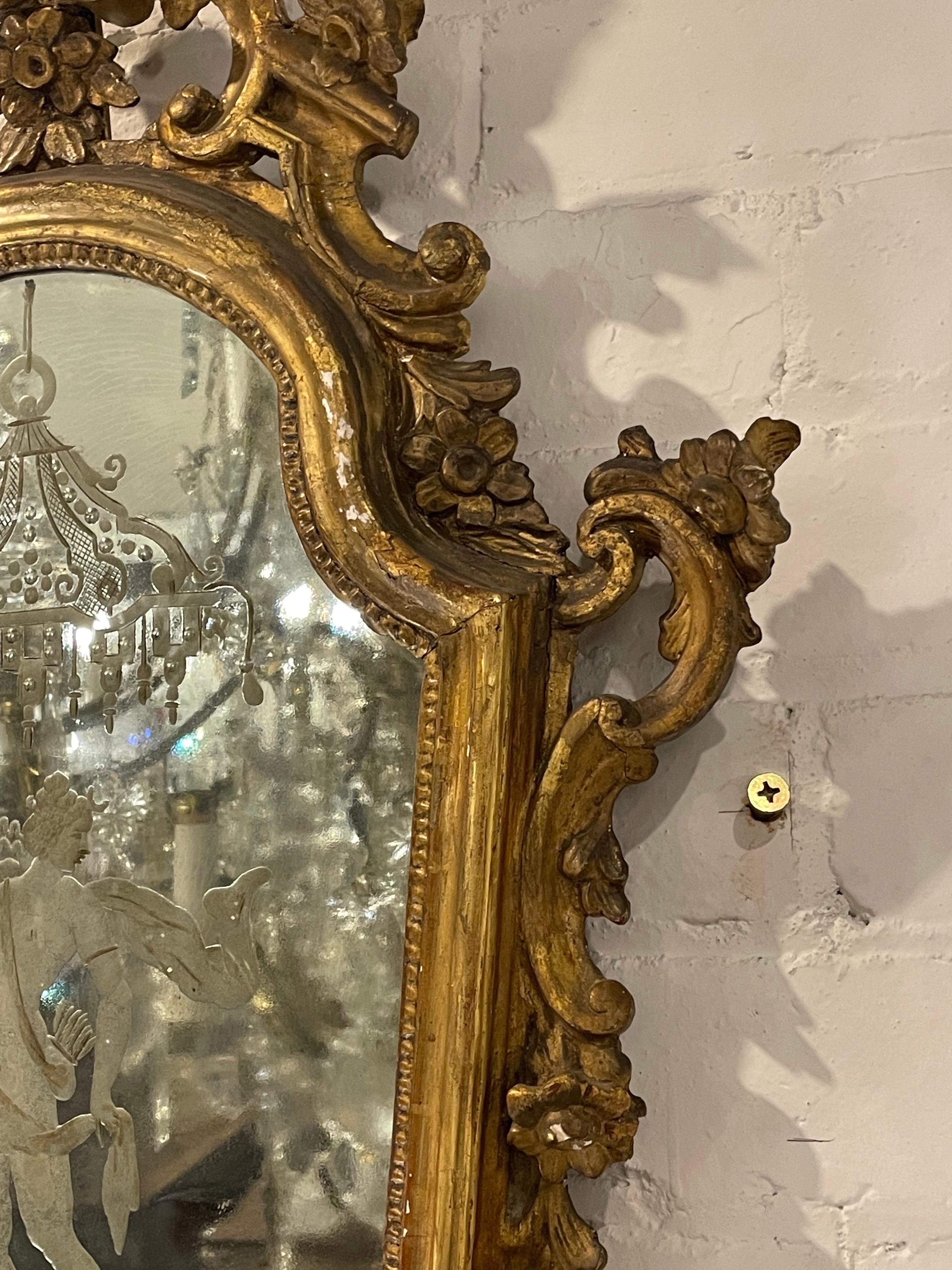 Coppia di specchi francesi in legno dorato, XIX secolo in vendita 3
