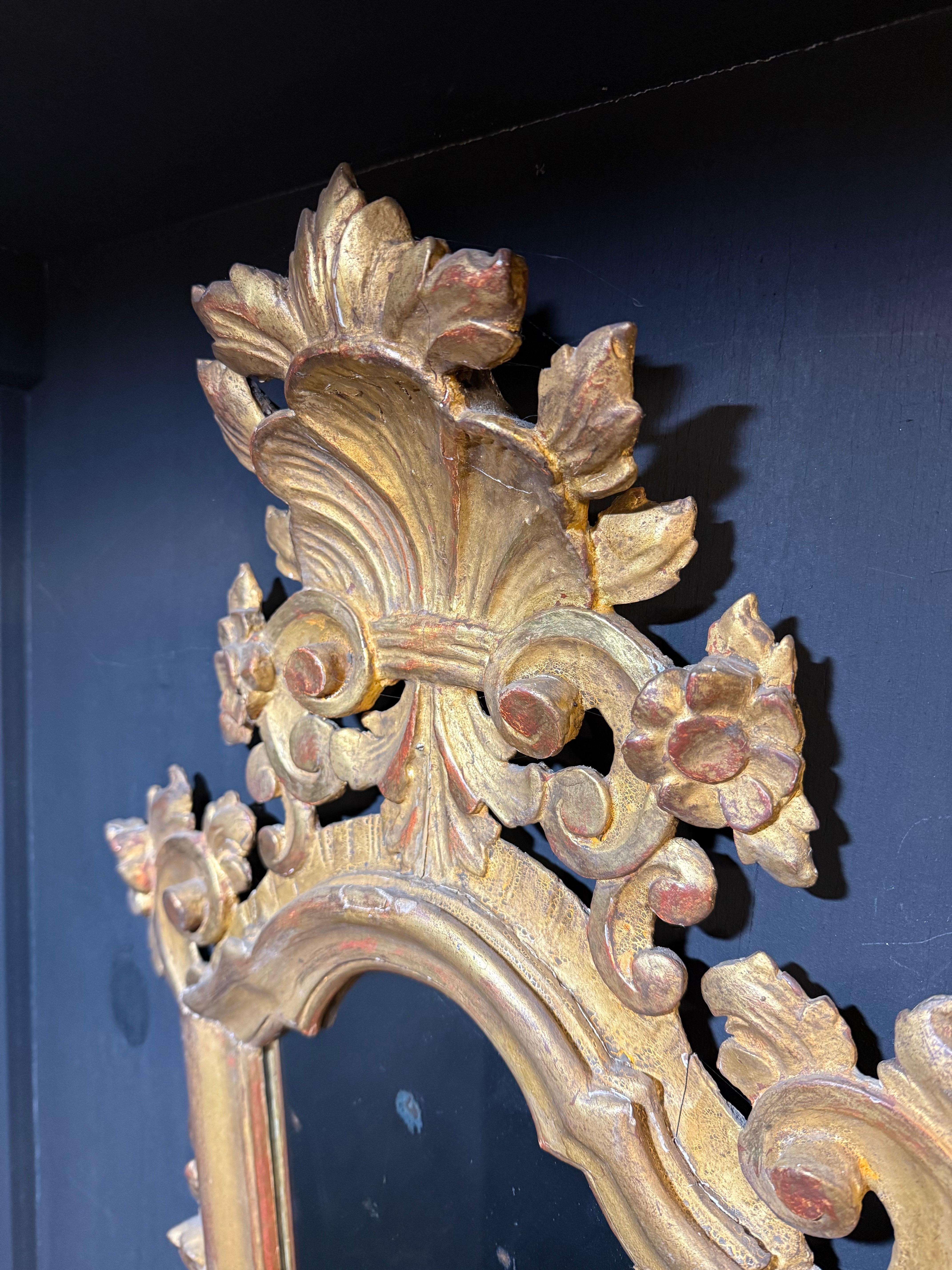 A Pair of French Girandole Giltwood Mirrors, 19th Century For Sale 6