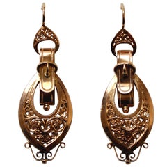 Pair of French Gold Buckle Earrings
