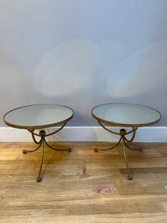 A Pair Of French Gold Gilt Wrought Iron Circular Side Tables