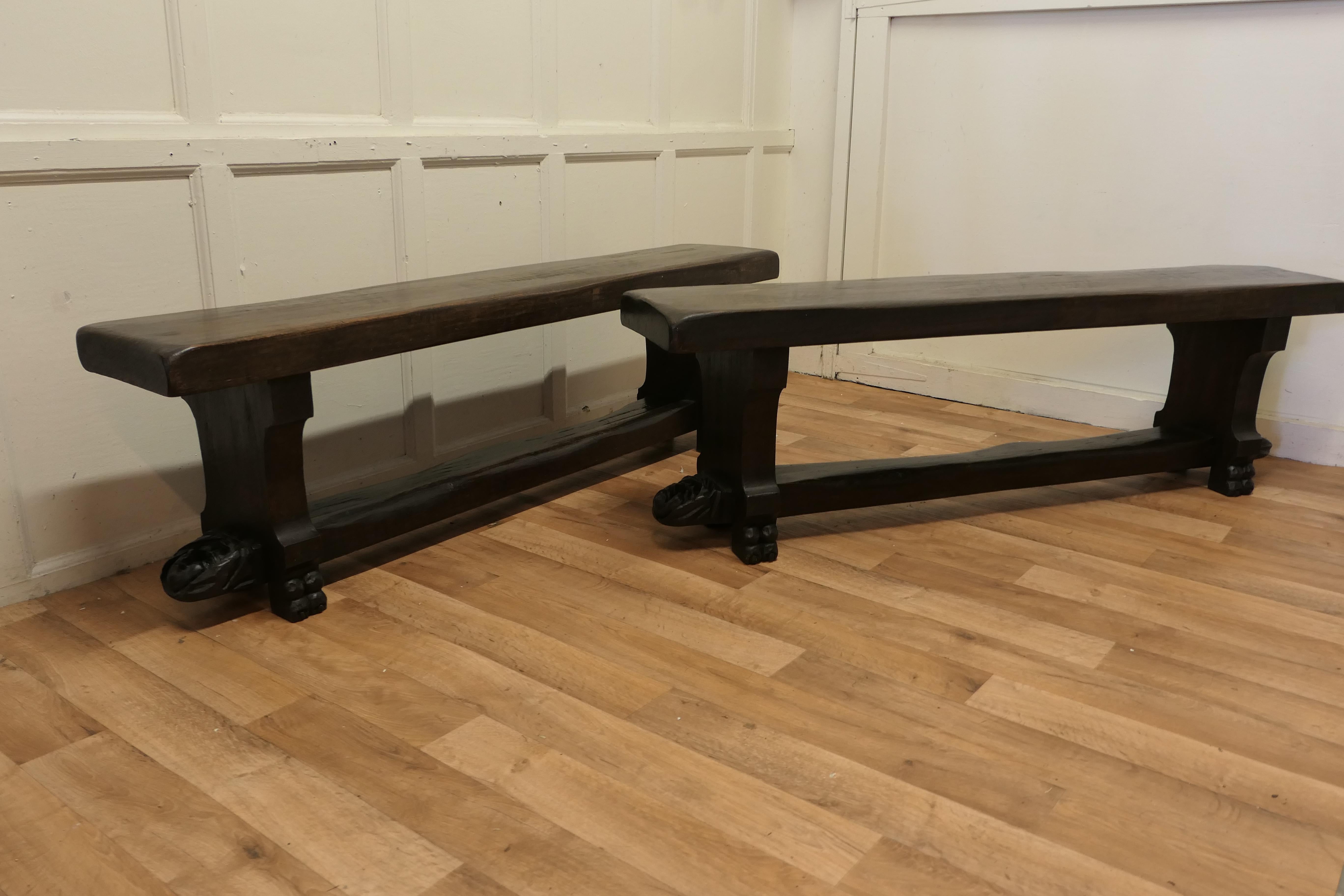 Pair of French Gothic Oak Monastery Benches 3