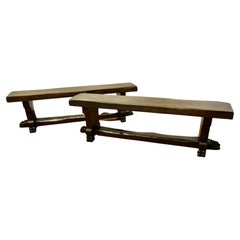 Pair of French Gothic Oak Monastery Benches