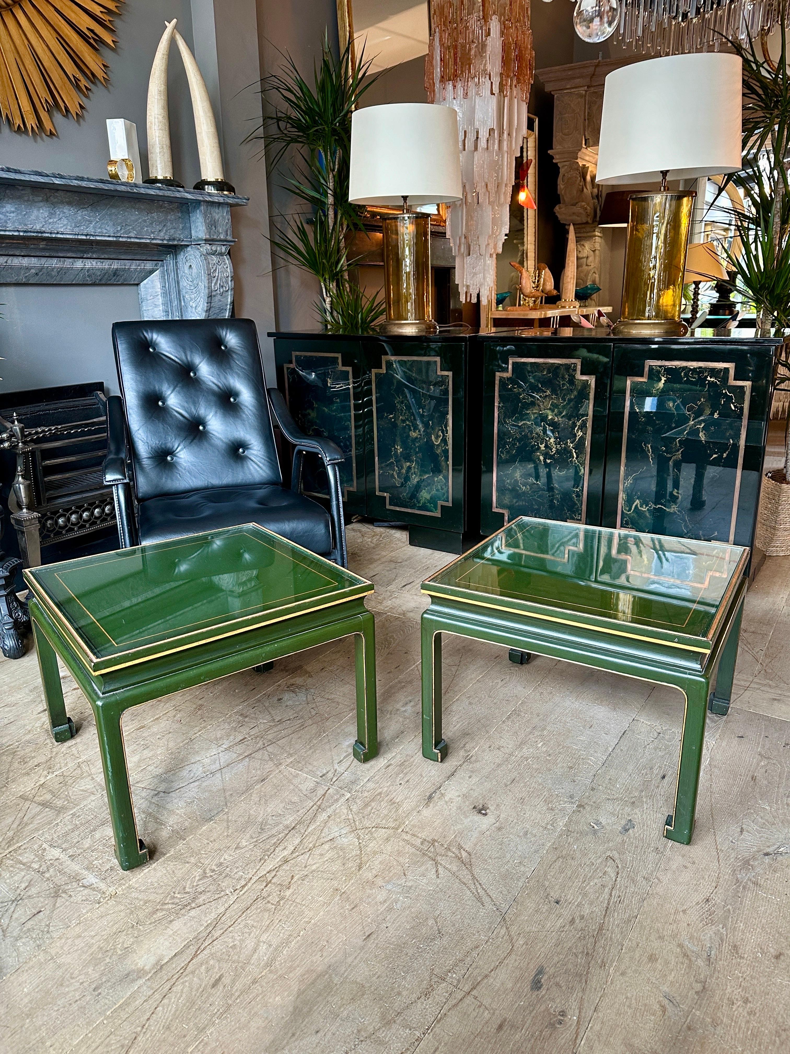 A Pair Of French Green And Gold Gilt Chinese Style Side Tables For Sale 4