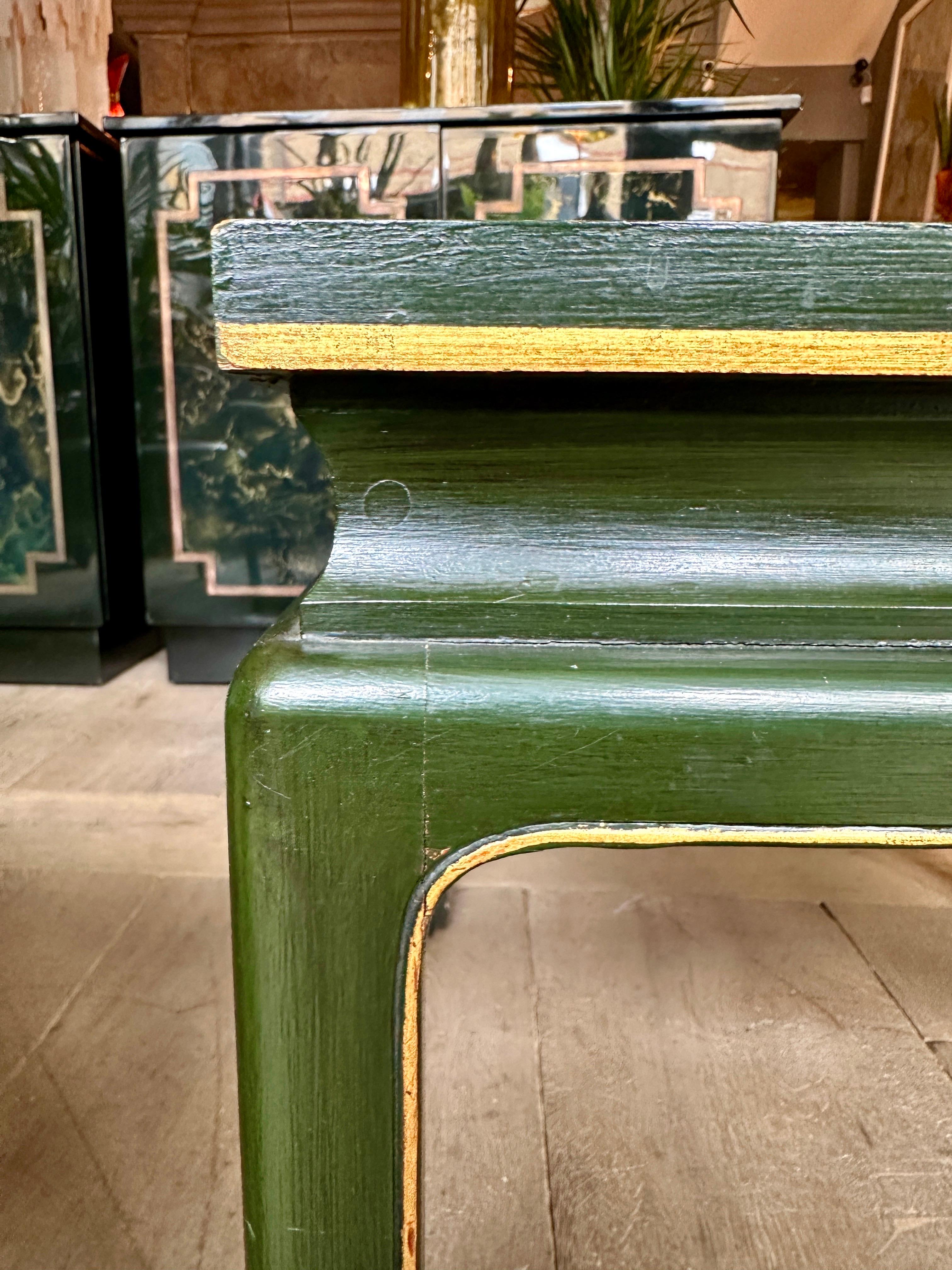 A Pair Of French Green And Gold Gilt Chinese Style Side Tables 8