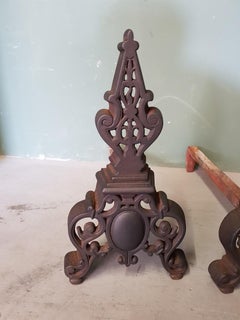 Pair of French Iron Andirons in a Neoclassical Style, Late 19th Century