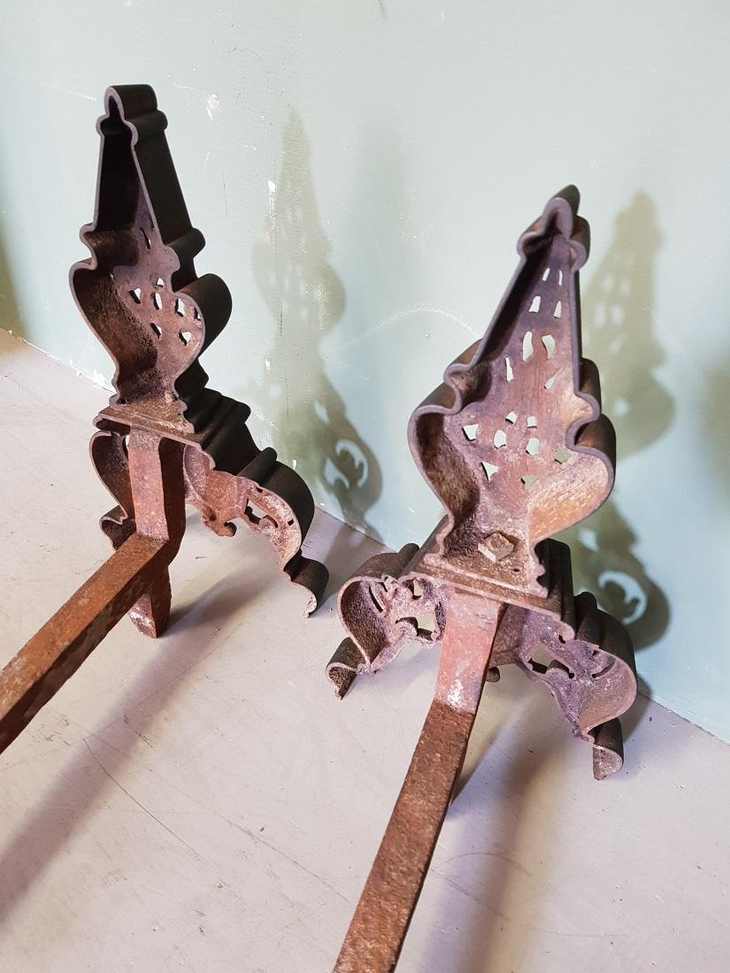 Pair of French Iron Andirons in a Neoclassical Style, Late 19th Century For Sale 1