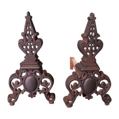 Pair of French Iron Andirons in a Neoclassical Style, Late 19th Century