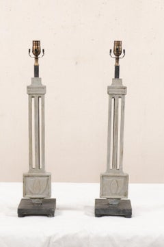 Pair of French Iron Fragment Table Lamps from 20th Century