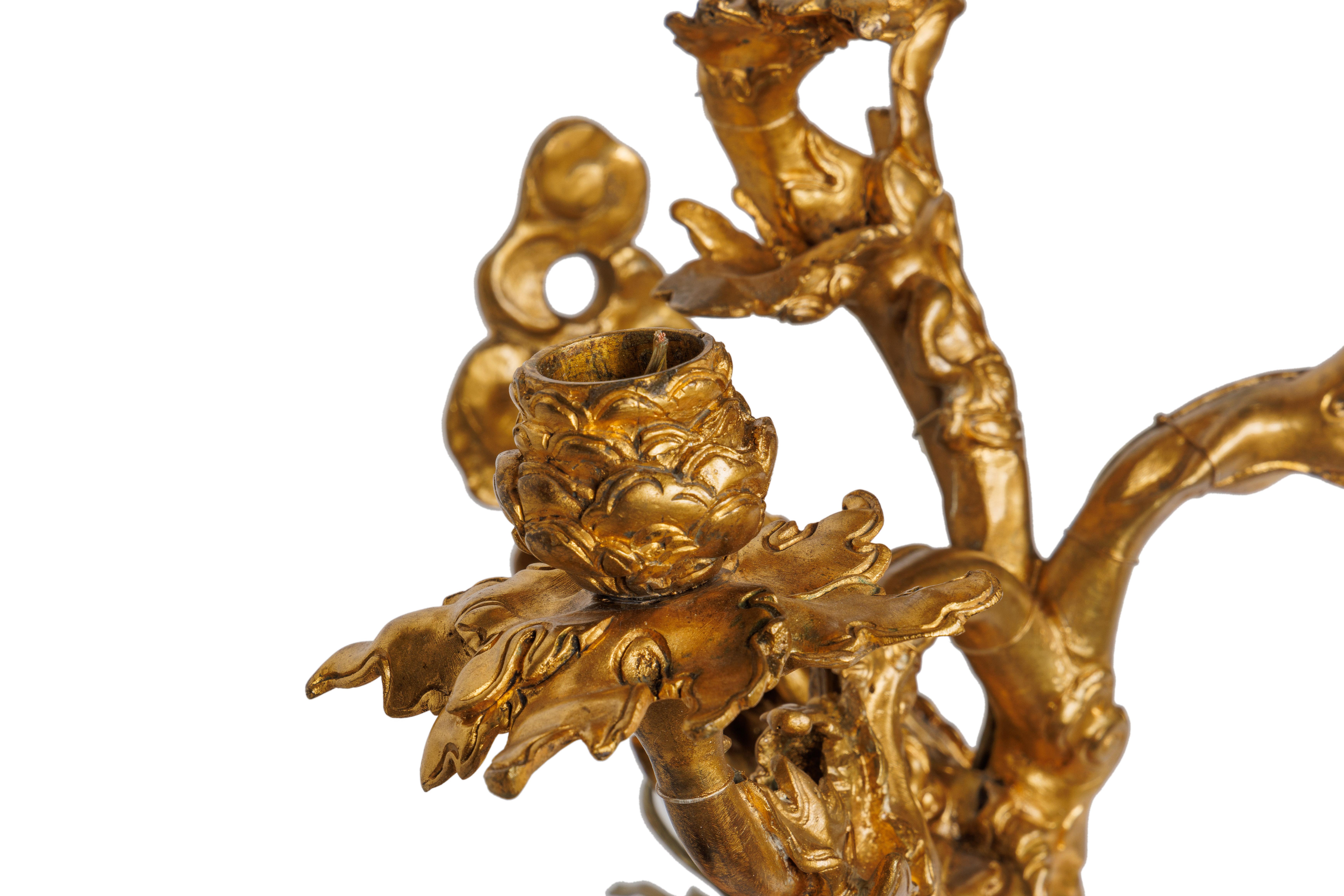 A Pair of French Japonisme Three-Light Dragon Bronze Wall Appliques, Lievre For Sale 7