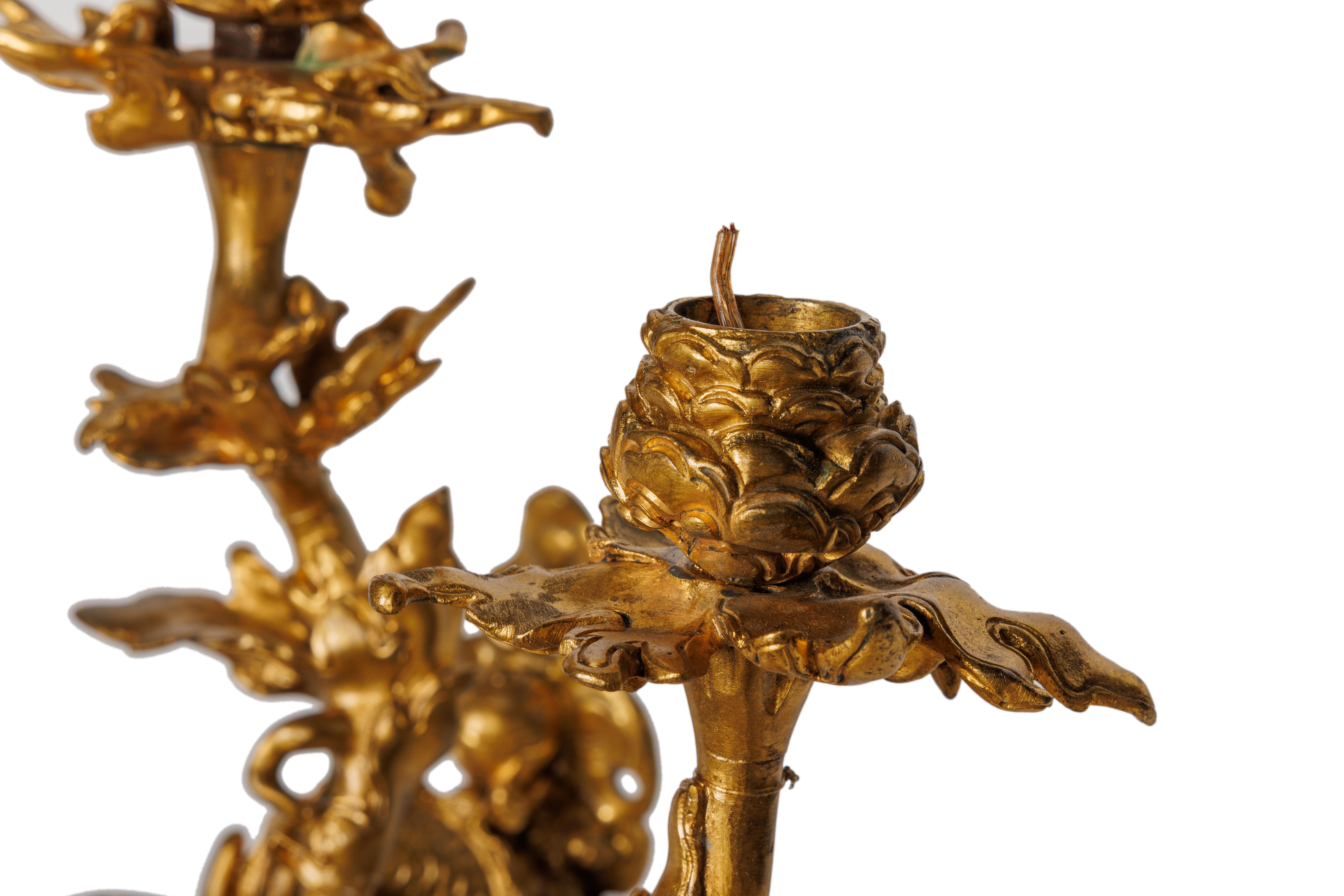 A Pair of French Japonisme Three-Light Dragon Bronze Wall Appliques, Lievre For Sale 8