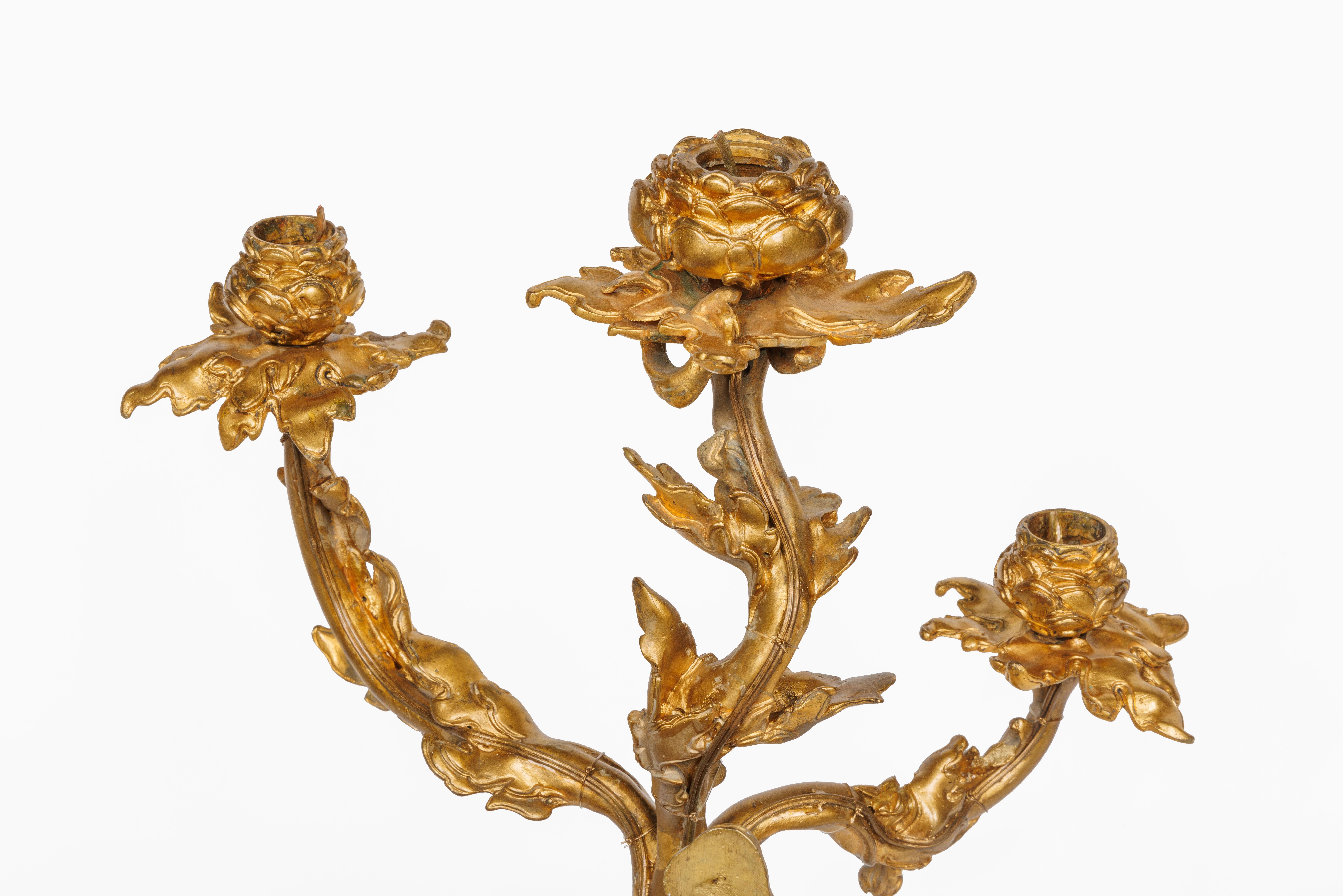 A Pair of French Japonisme Three-Light Dragon Bronze Wall Appliques, Lievre For Sale 12