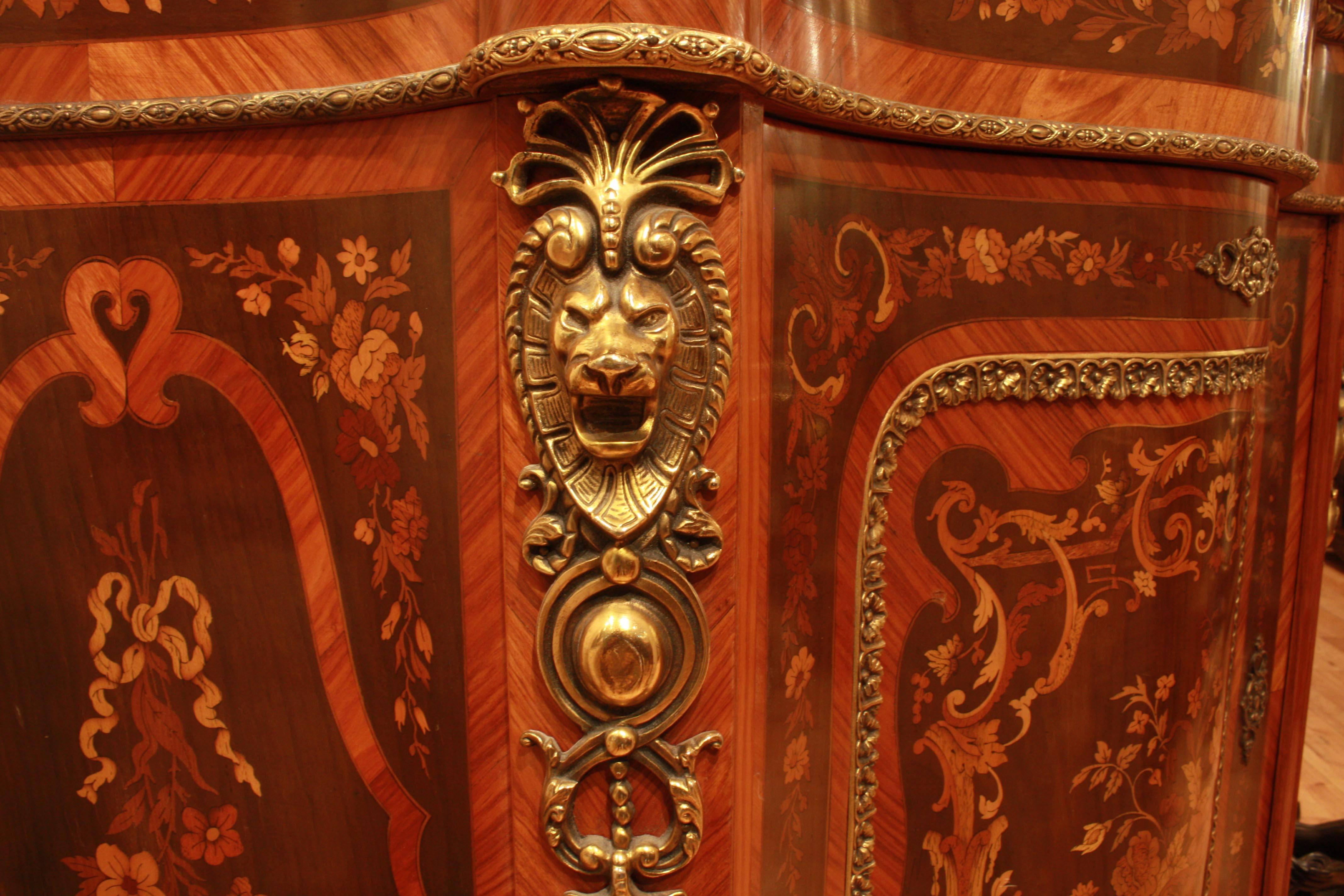 Pair of French Late 19th Century Marquetry Kingwood Cabinets 2