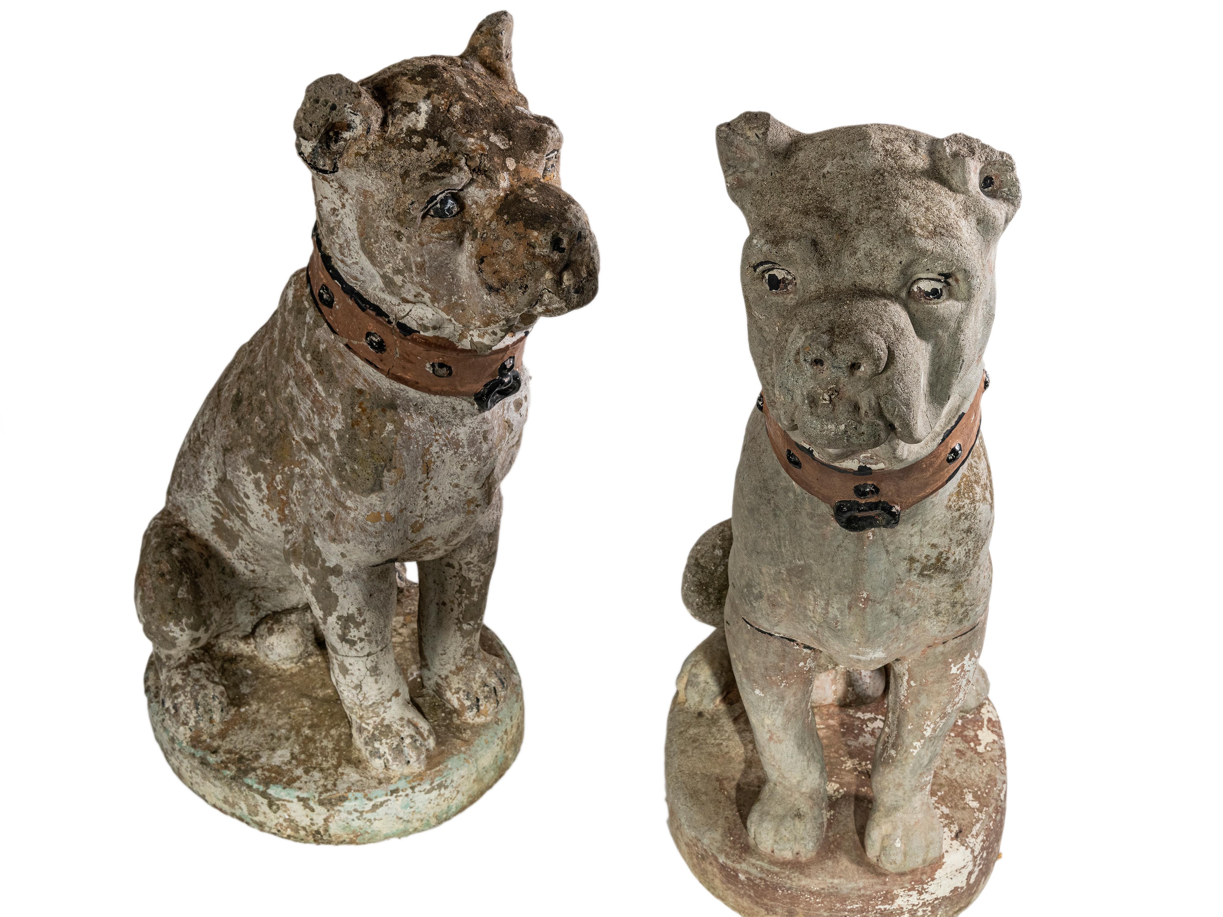 A pair of French late 19th early 20th century cement dogs For Sale 5