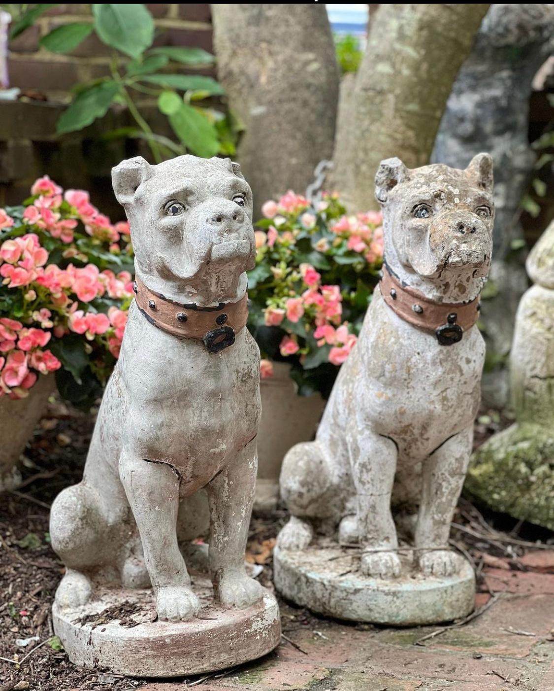 A pair of French late 19th early 20th century cement dogs For Sale 6