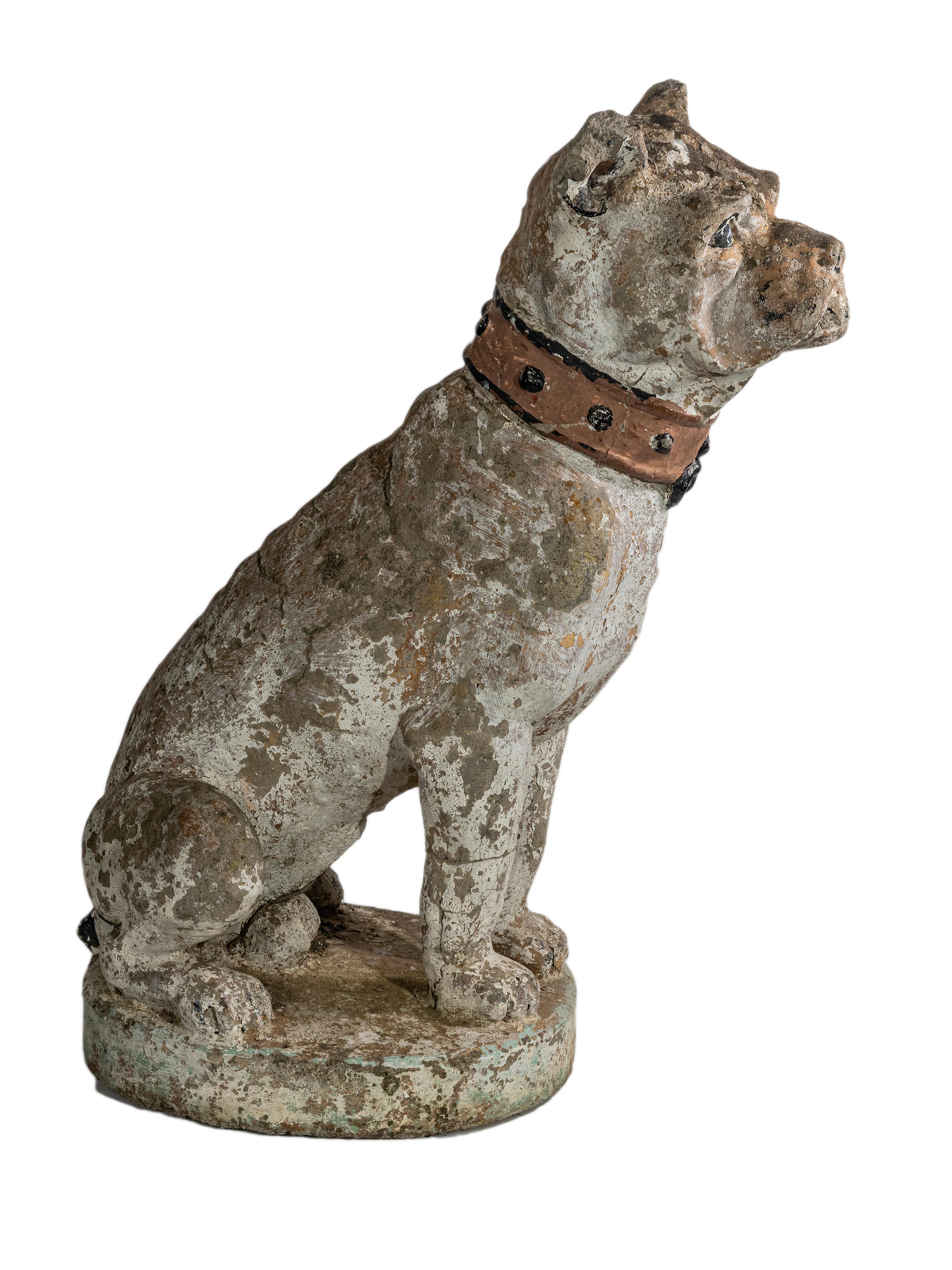 Cement A pair of French late 19th early 20th century cement dogs For Sale
