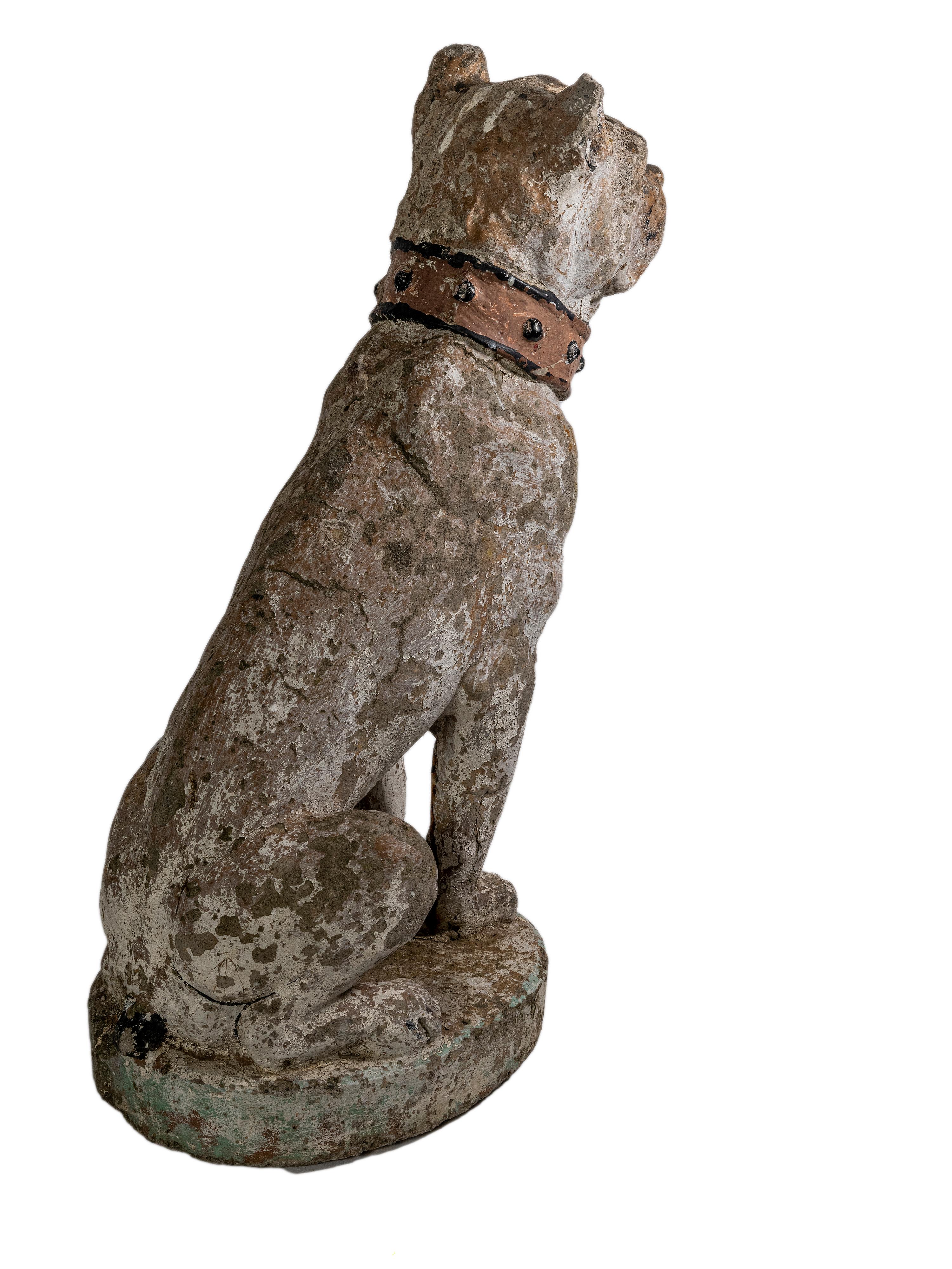 A pair of French late 19th early 20th century cement dogs For Sale 2