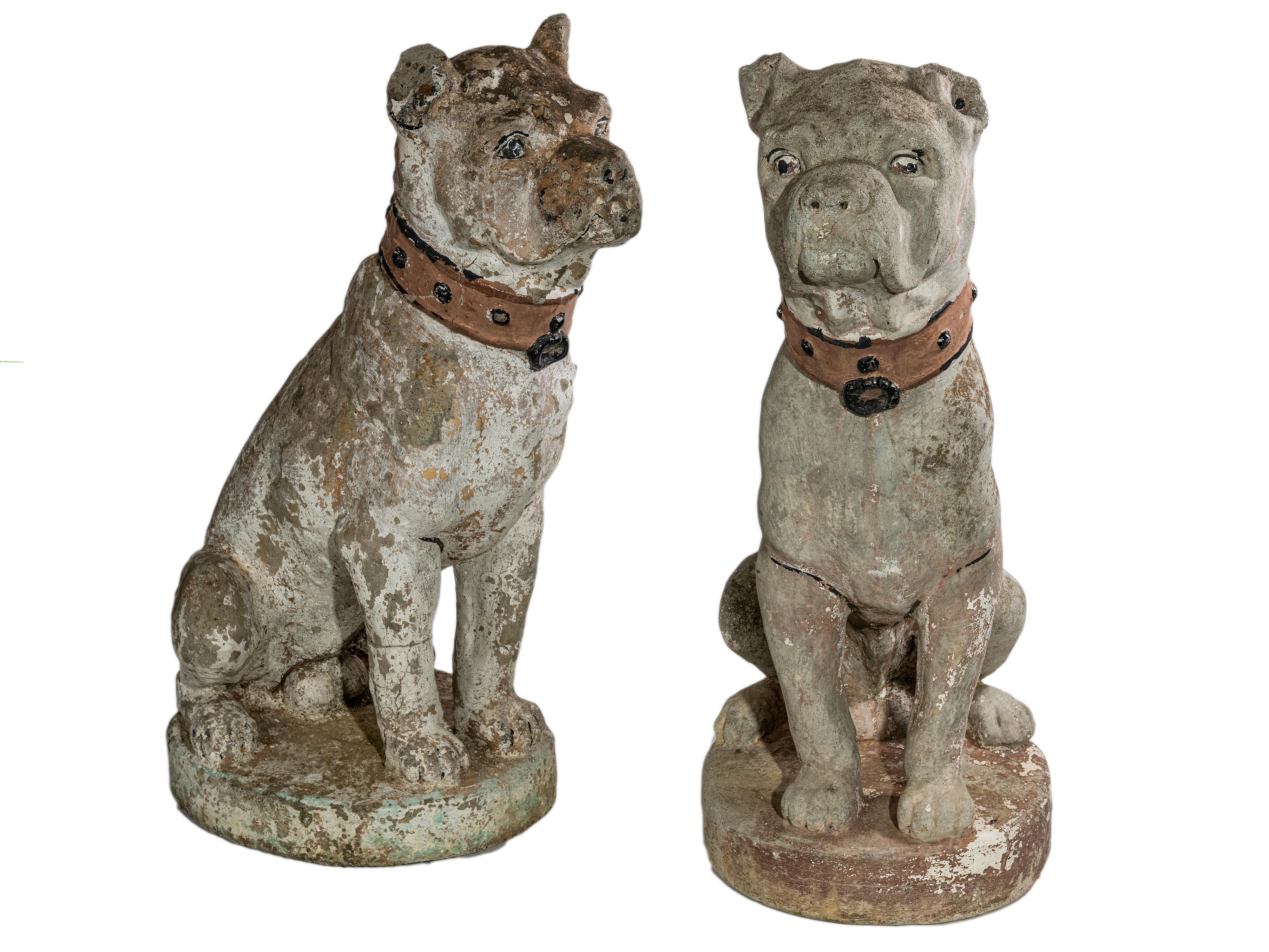 A pair of French late 19th early 20th century cement dogs For Sale 4