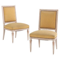 Antique A Pair of French Louis XIV style upholstered side chairs, C. 1940.