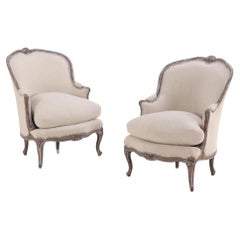 A Pair of French Louis XV style Bergere Chairs, C. 1910.