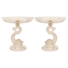 Un par de  Centros de mesa franceses Luis XVI de Cristal de Baccarat y Ormolu