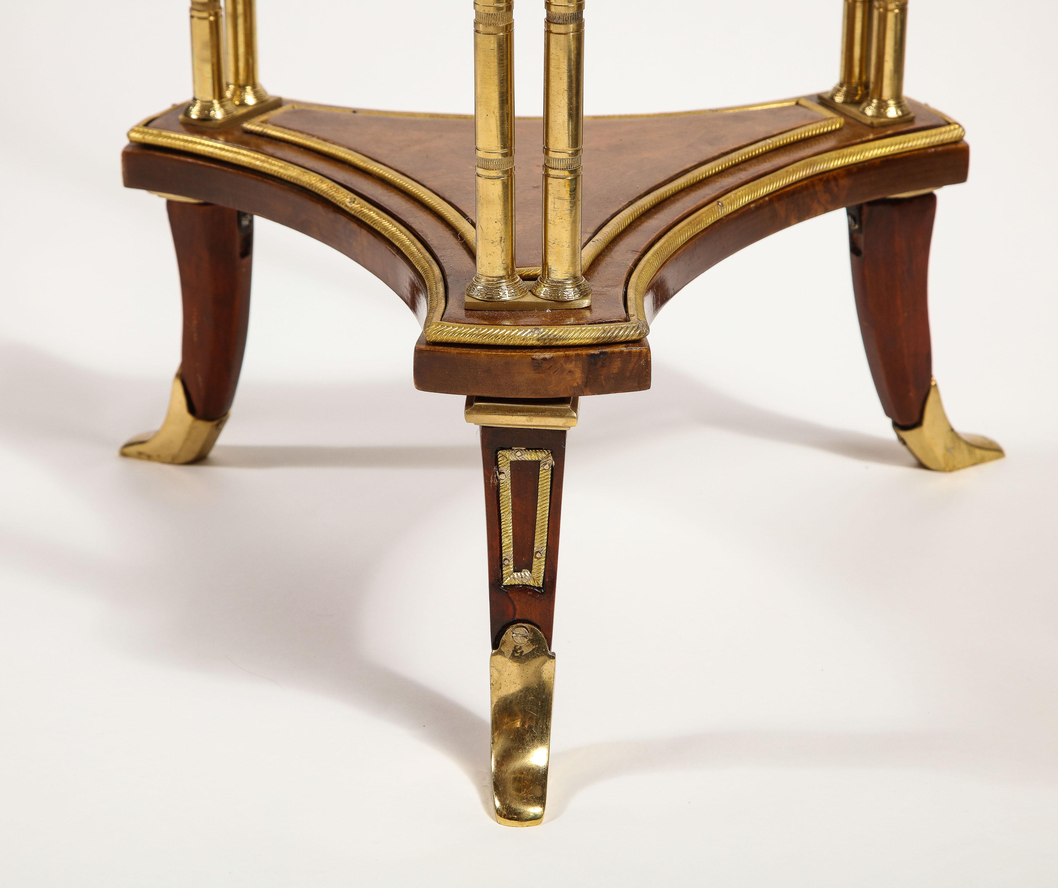 Pair of French Louis XVI Style Gilt Bronze, Mahogany and Marble Side Tables 2